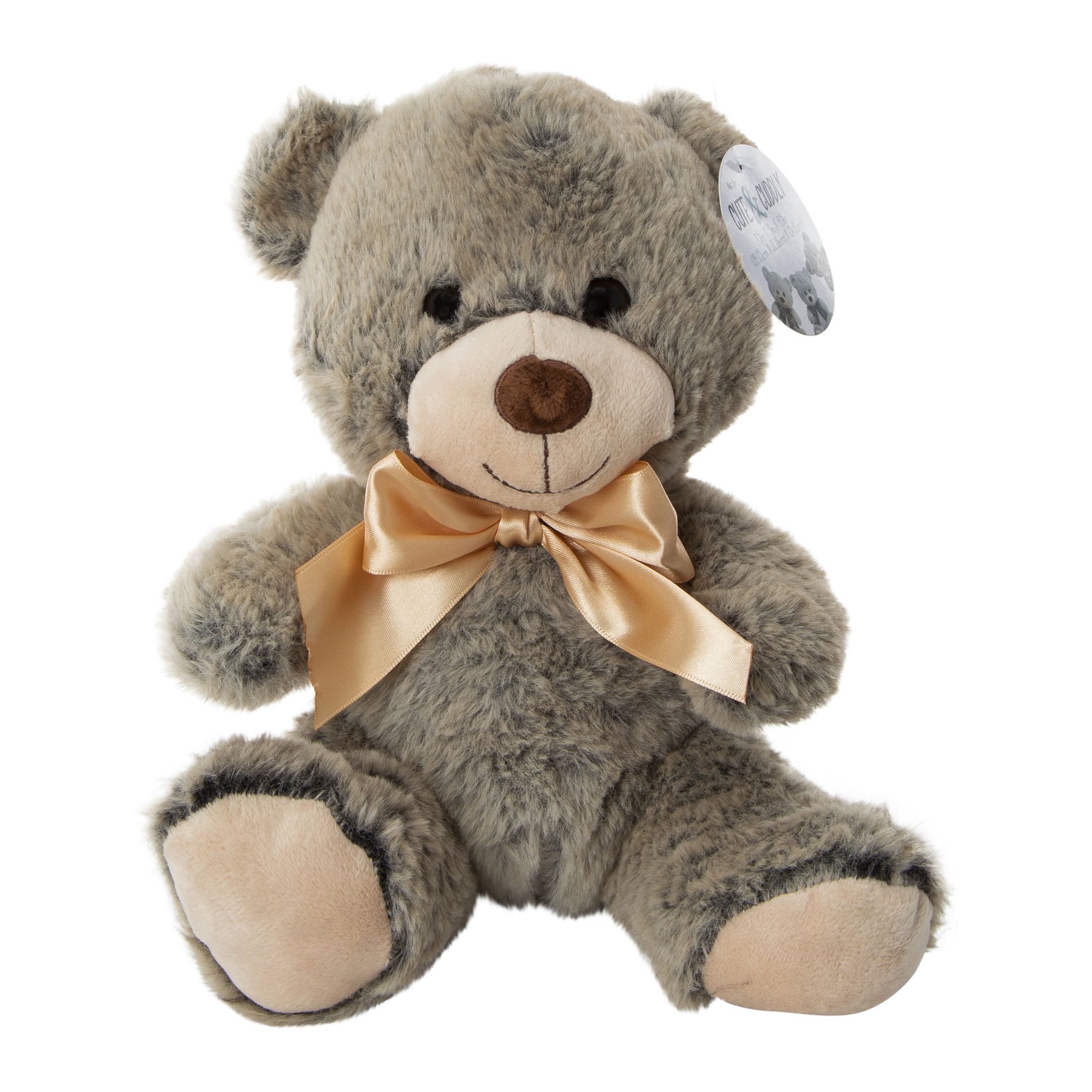 Fuzzy Teddy Bear With Bow 9.5in