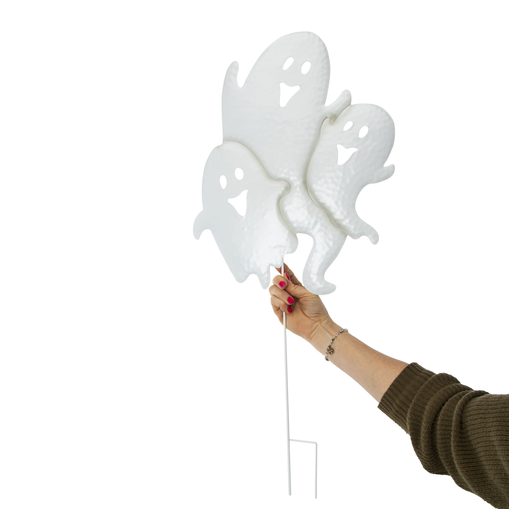 Stacked Ghost Metal Lawn Stake 21.5in