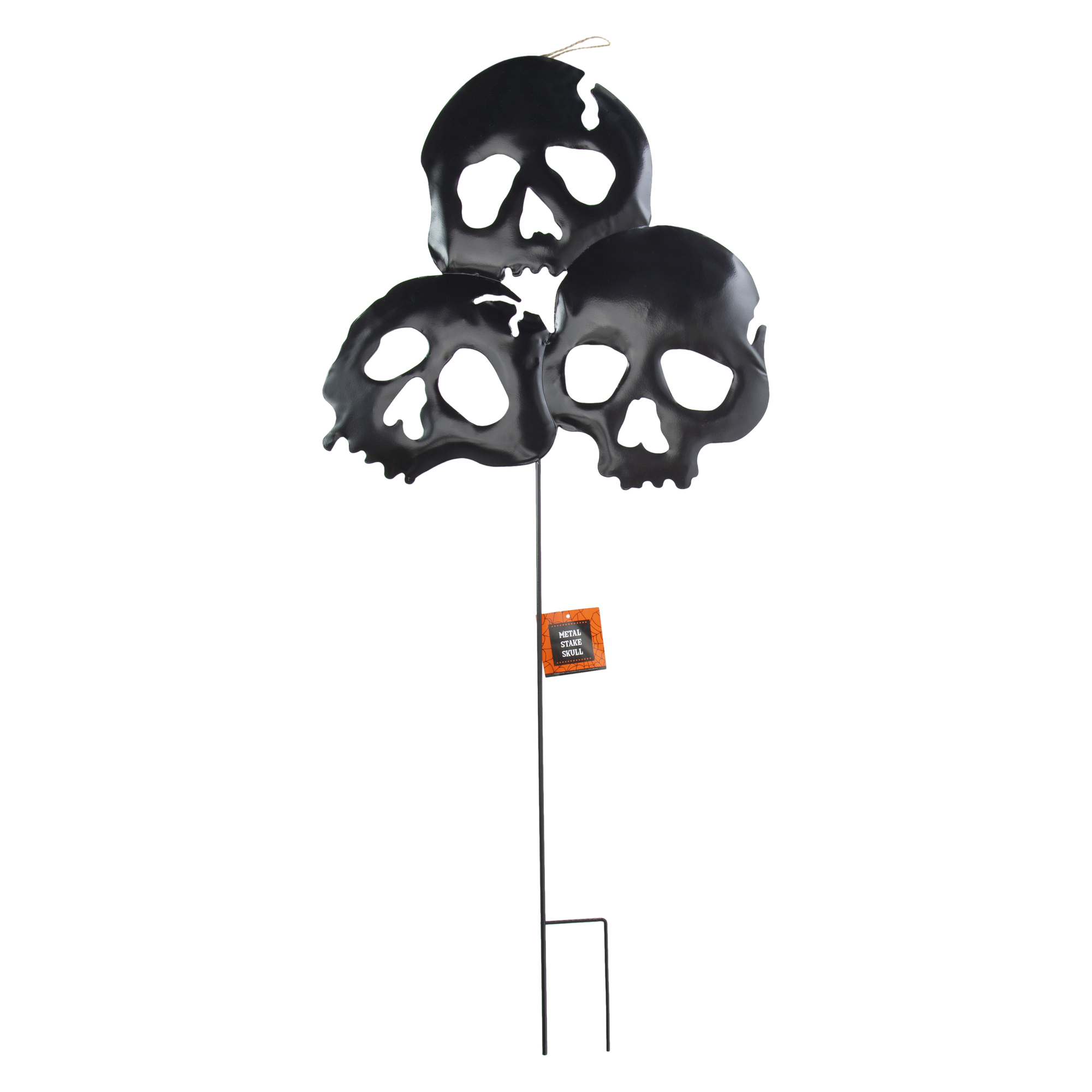 Stacked Skulls Metal Lawn Stake 31.5in