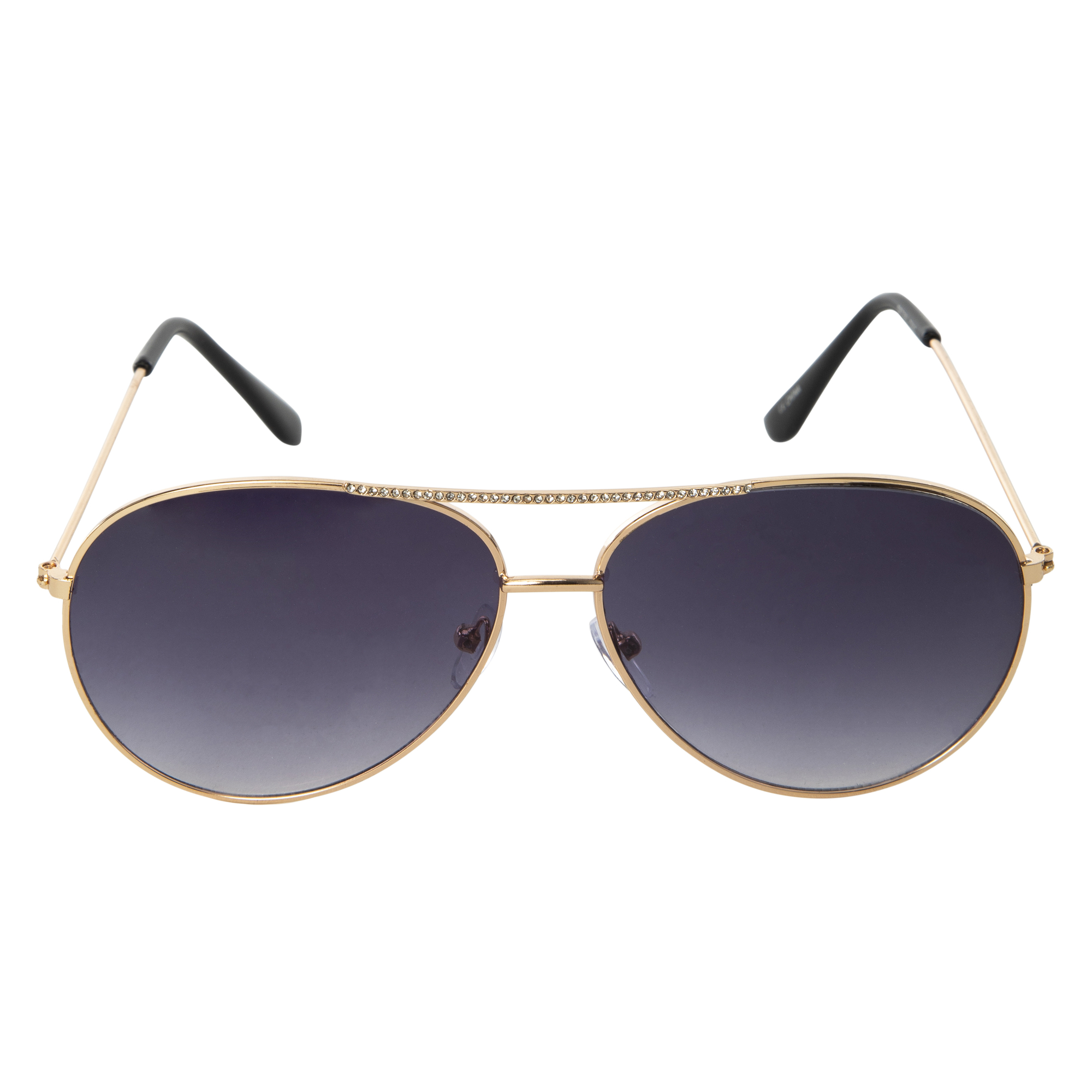 Ladies Aviator Sunglasses With Rhinestone Brow Bar