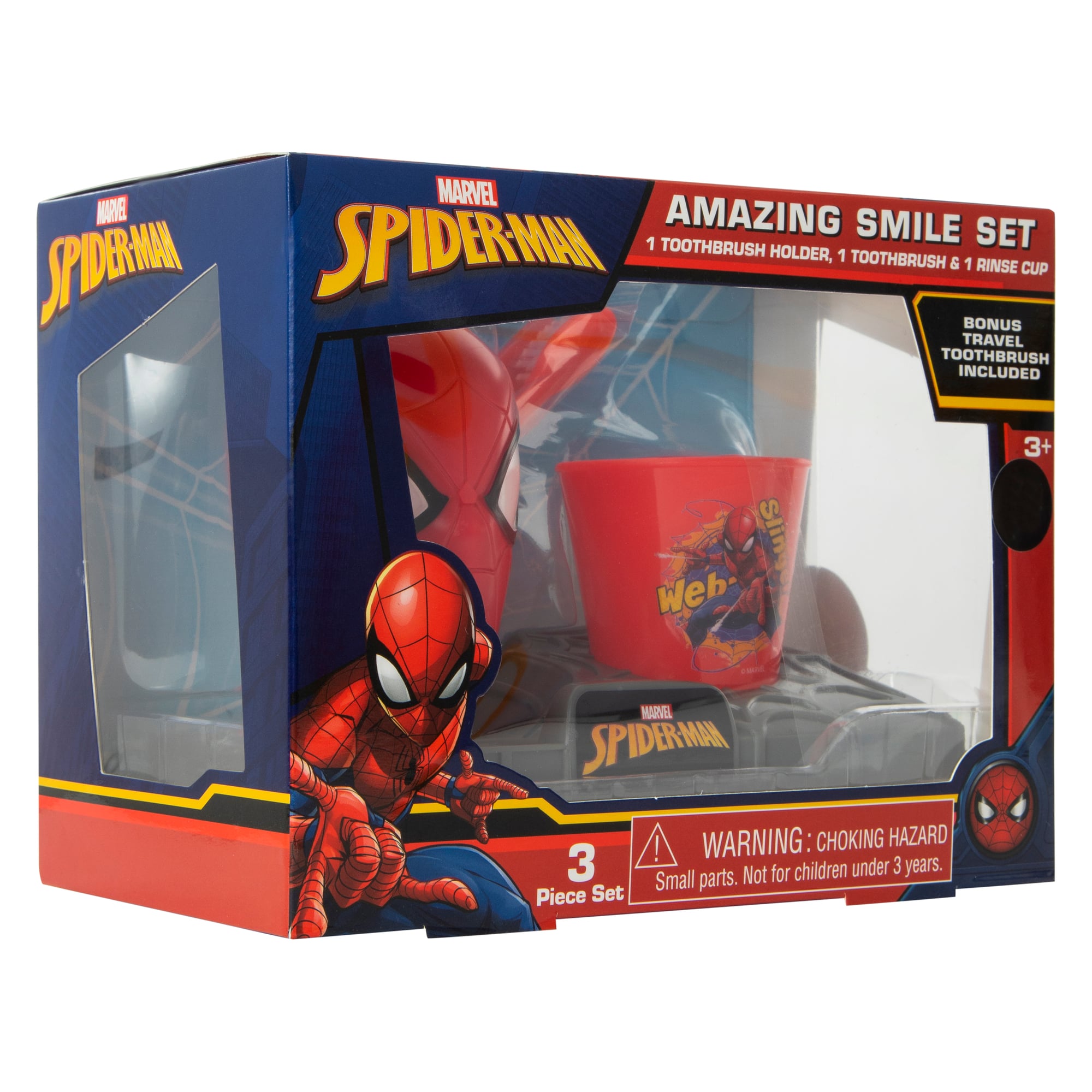 Fun Character Kid's Toothbrush Set 3-Piece - Spider-Man