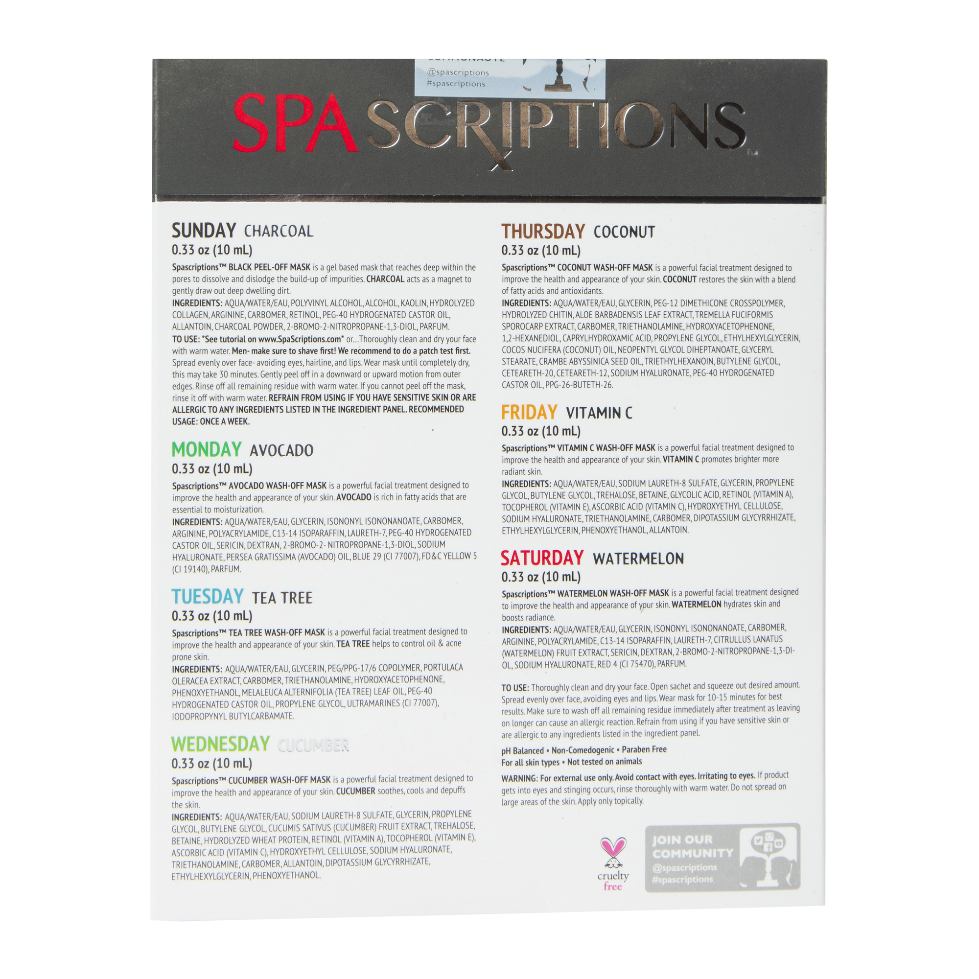Spascriptions™ 7-Day Mask Set & Applicator 8-Pieces