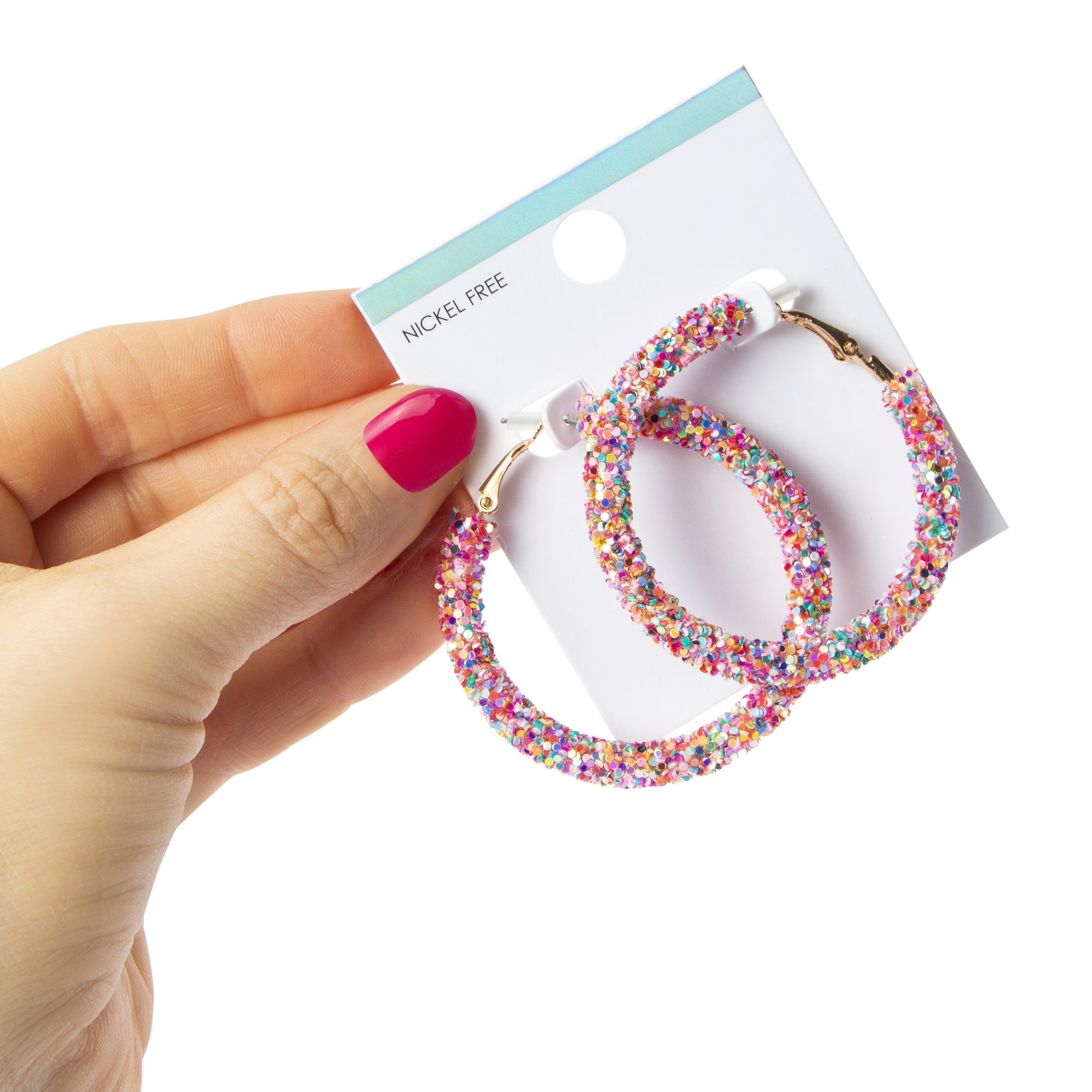 Rainbow Glitter Hoop Earrings