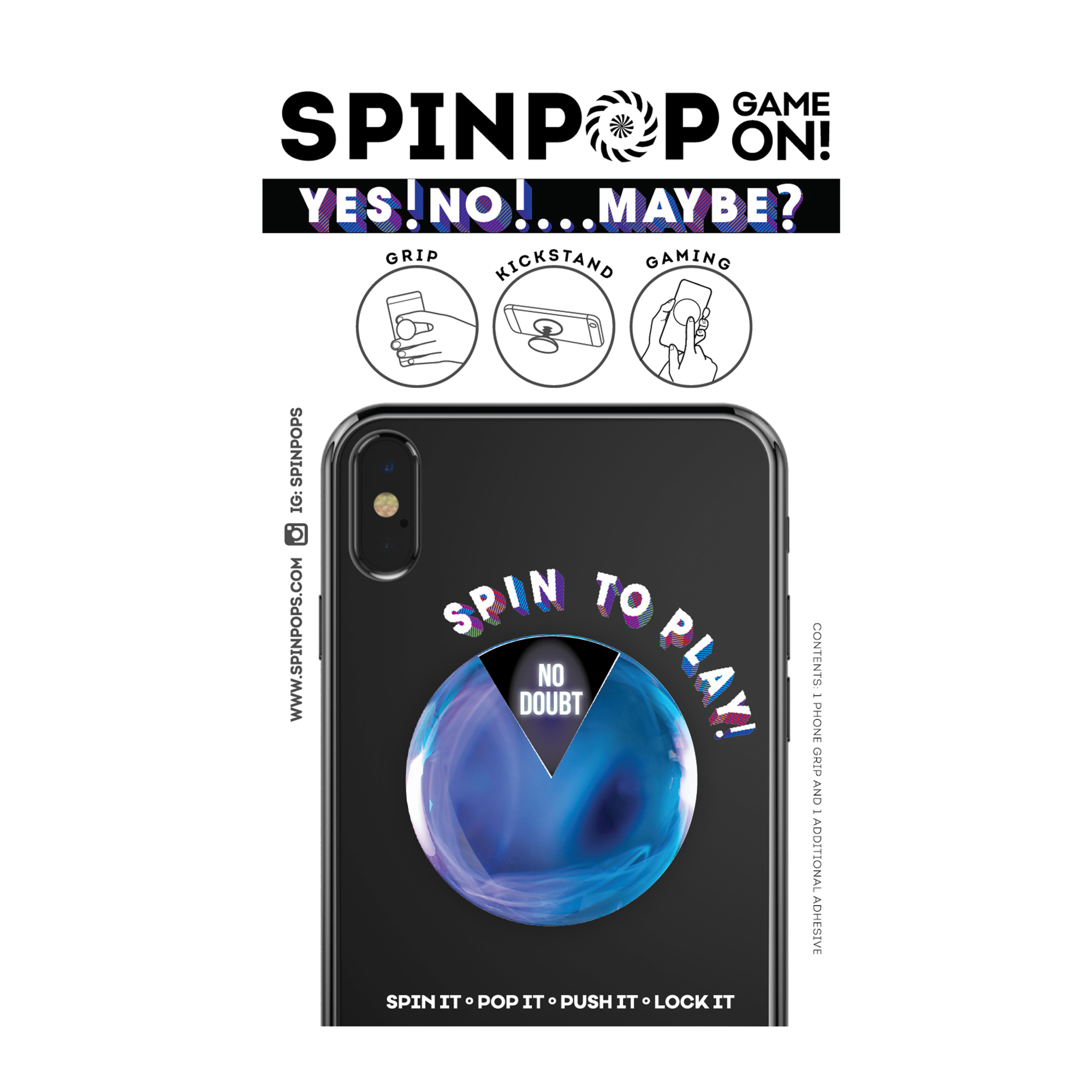Spin-Pop Phone Grip With Spin Game