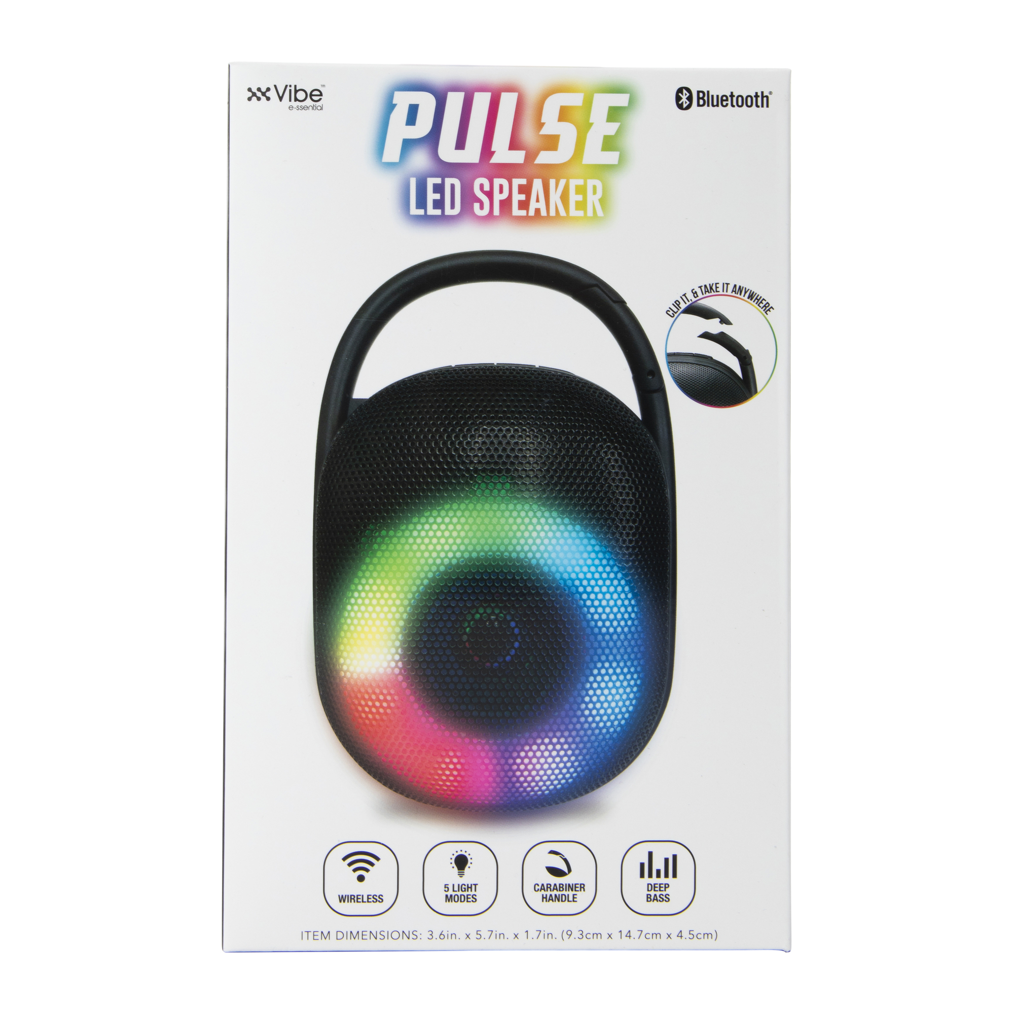 Pulse LED Portable Bluetooth® Clip-On Speaker