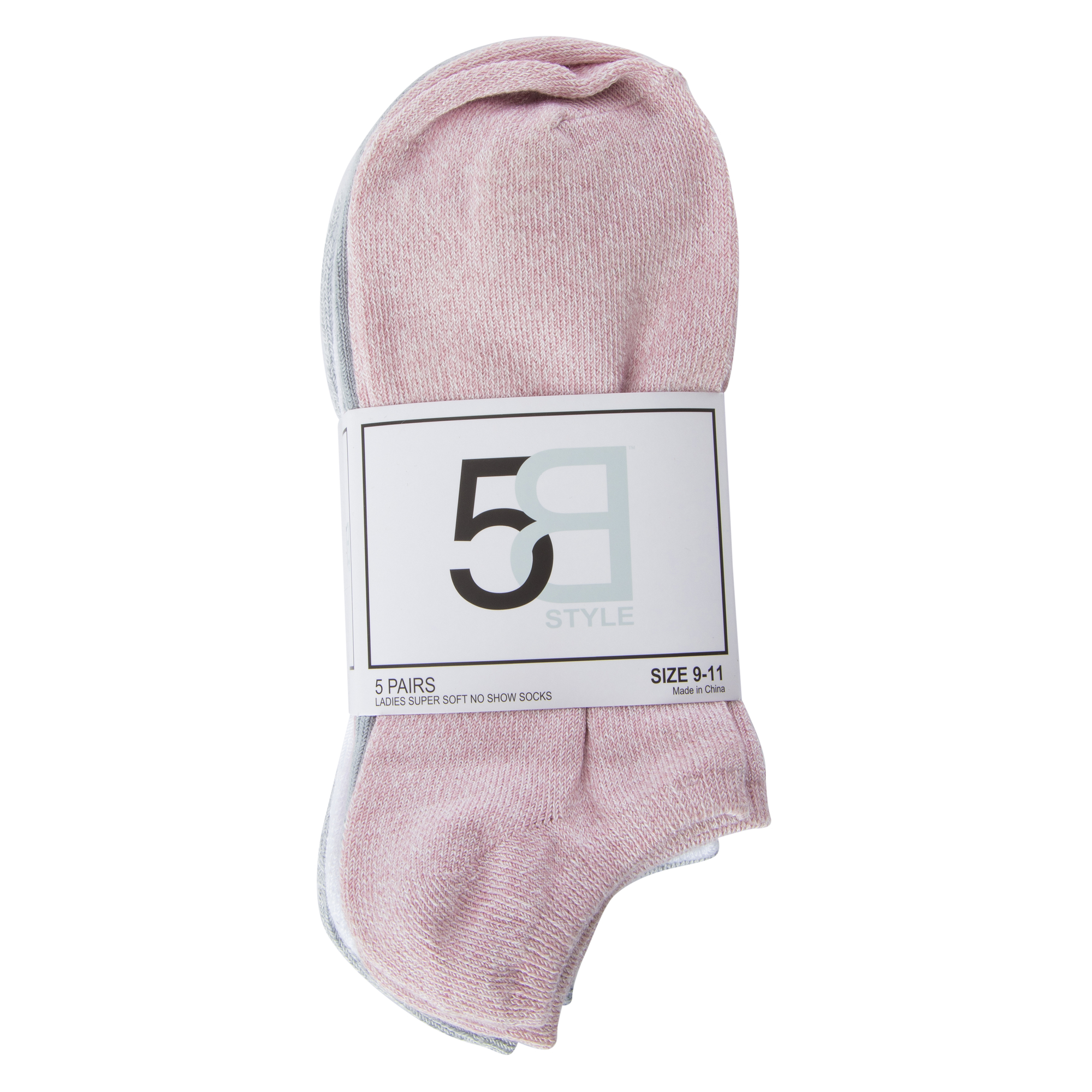 Ladies Marled Soft Ankle Socks 5-Pack, Pastels