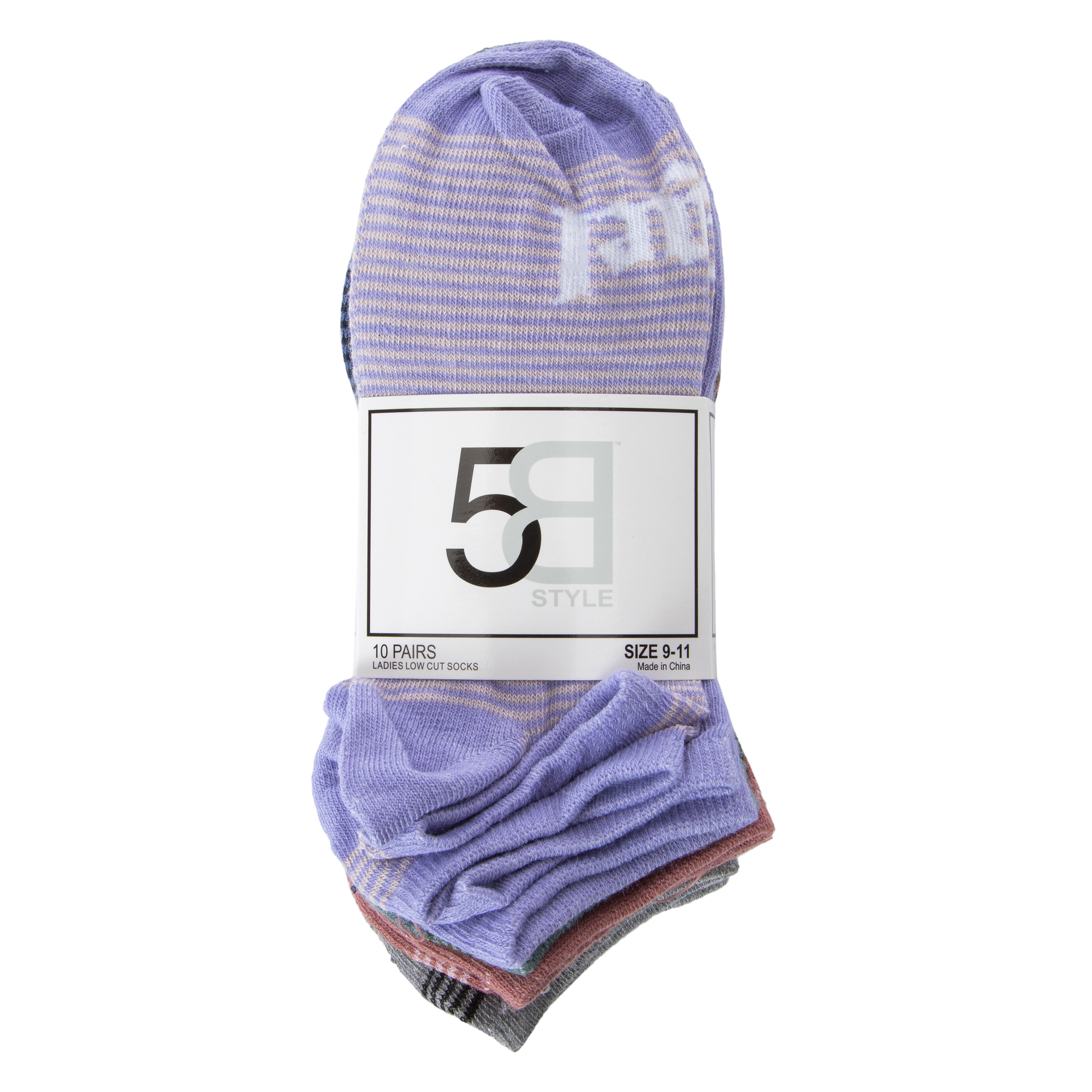 Ladies Ankle Socks 10-Pack - Retro Words