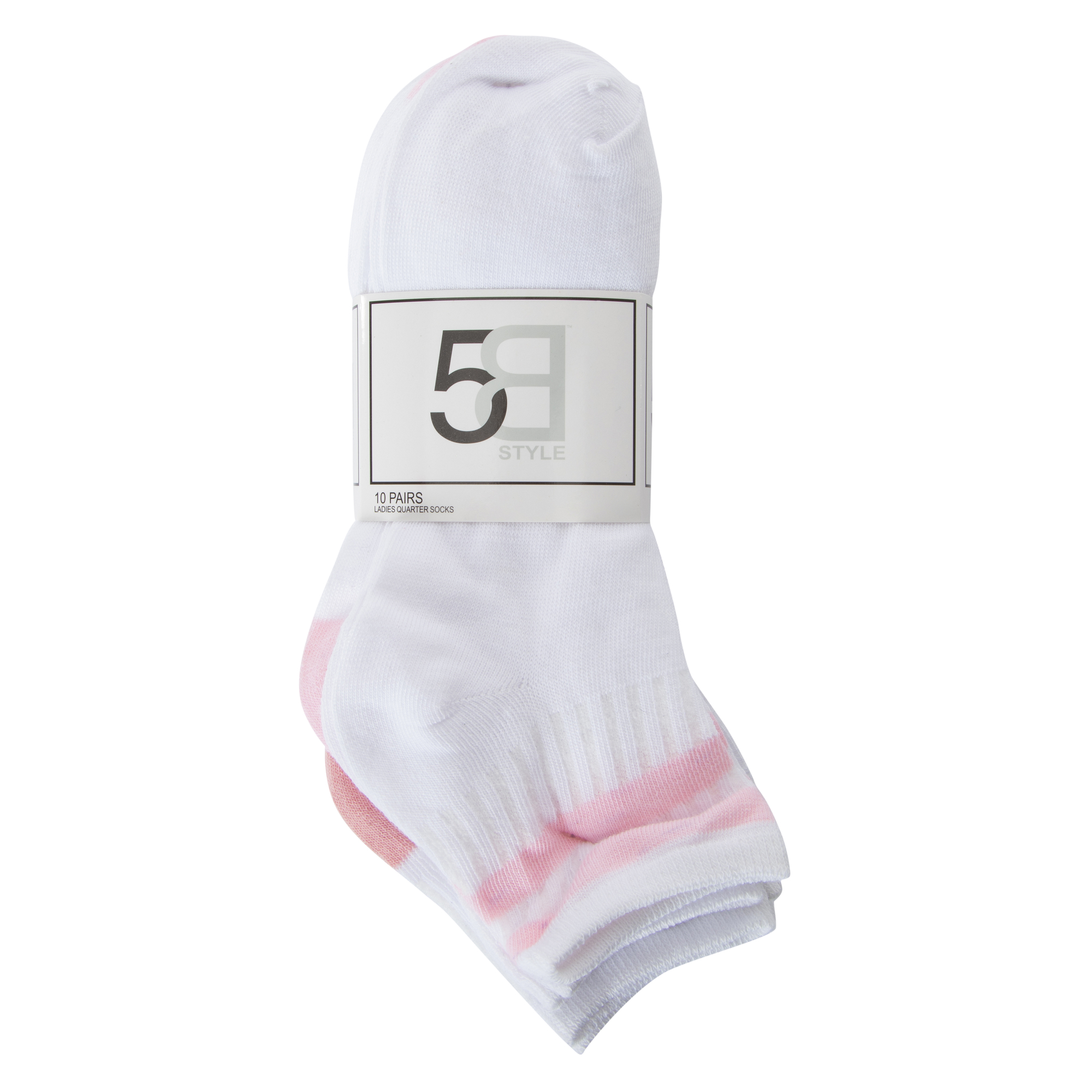 Ladies White & Pastel Quarter Crew Socks 10-Pack