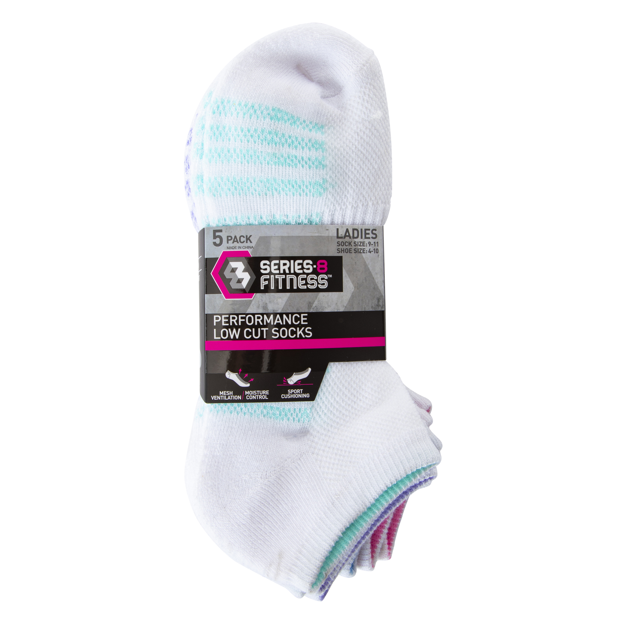 5-Pack Series 8 Fitness™ Ladies Low-Cut Performance Socks