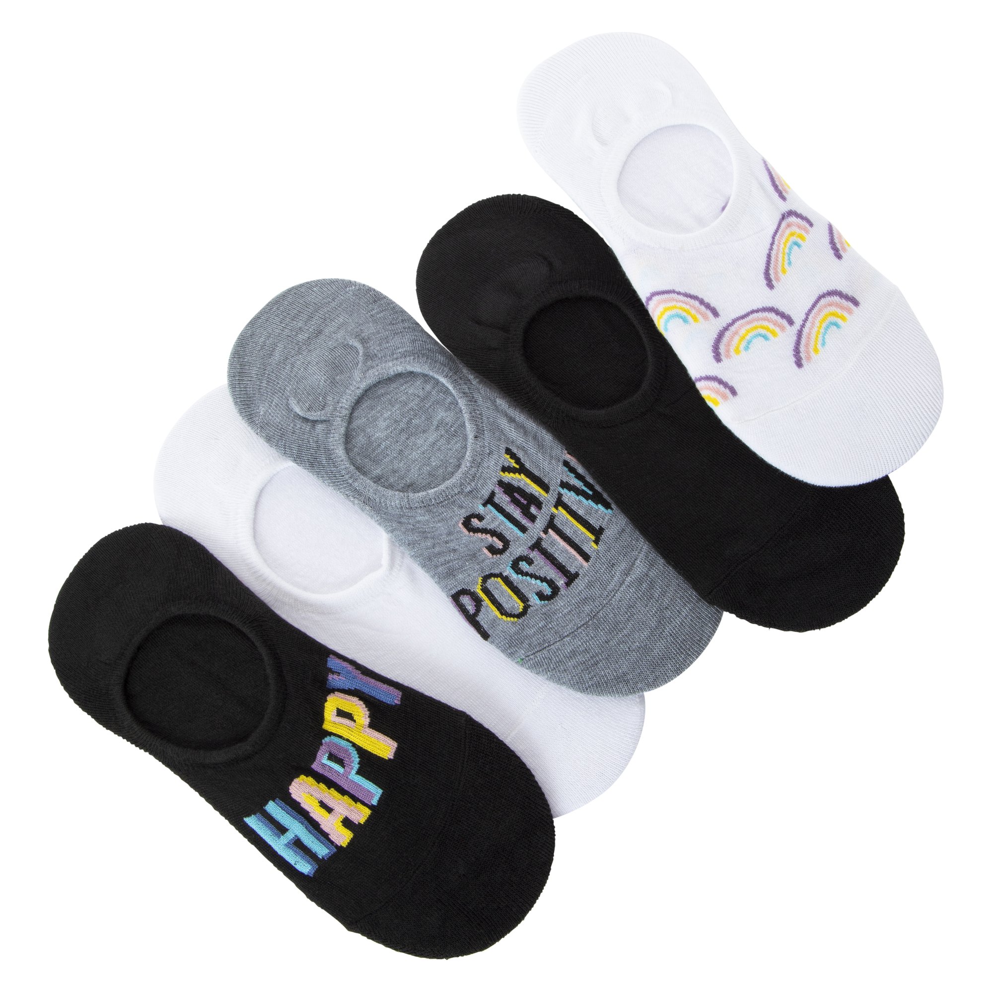 Ladies No-Show Socks 5-Pack - Happy
