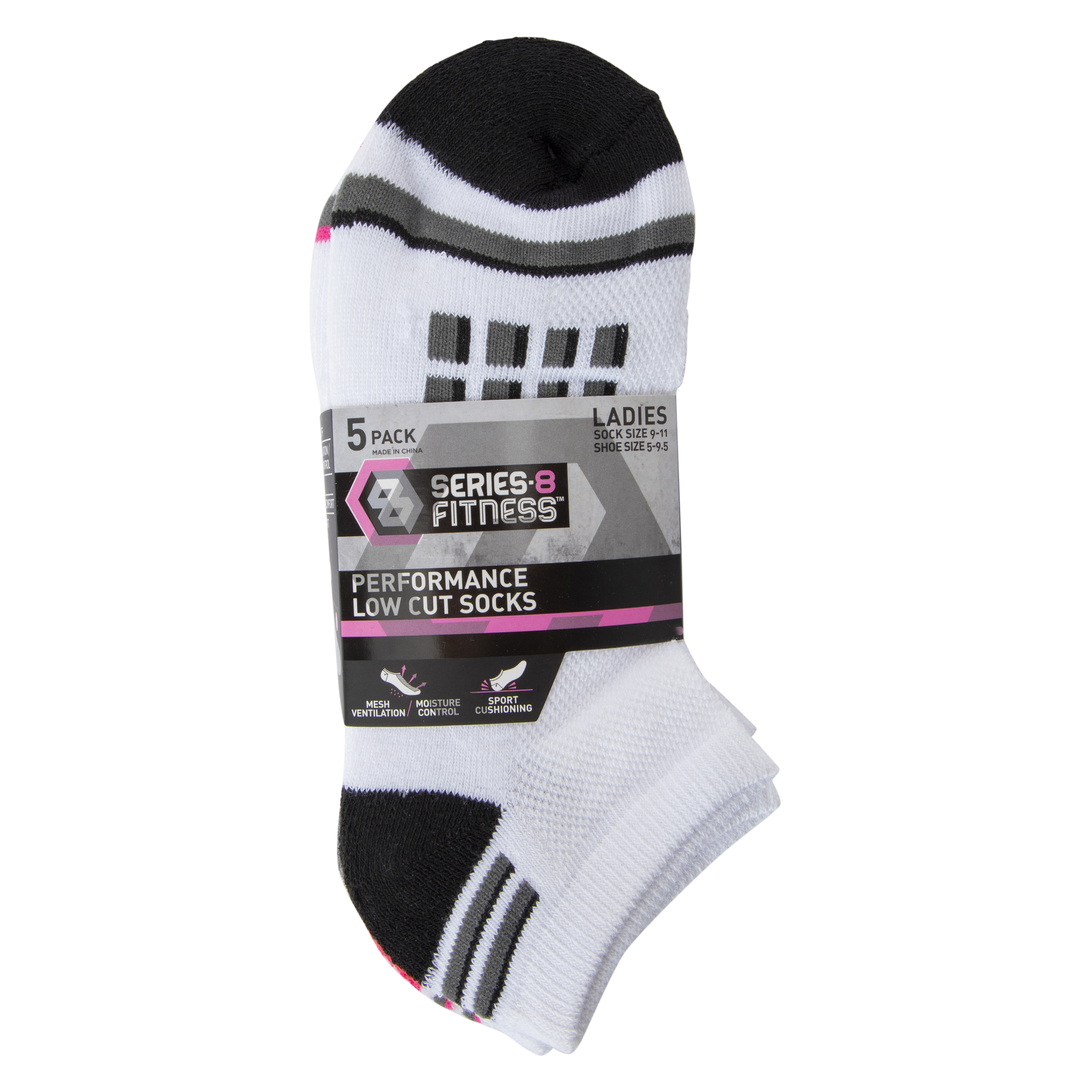 Series 8 Fitness™ Ladies Low Cut Performance Socks 5-Pack – White