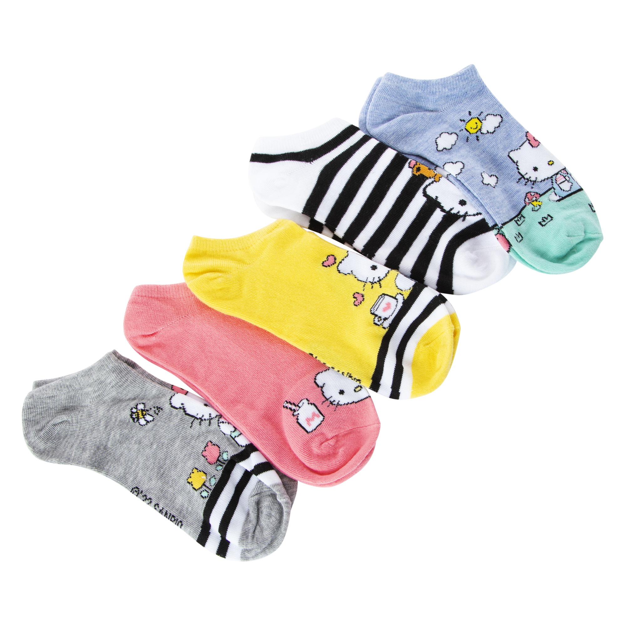 Hello Kitty® Striped No Show Socks 5-Pack