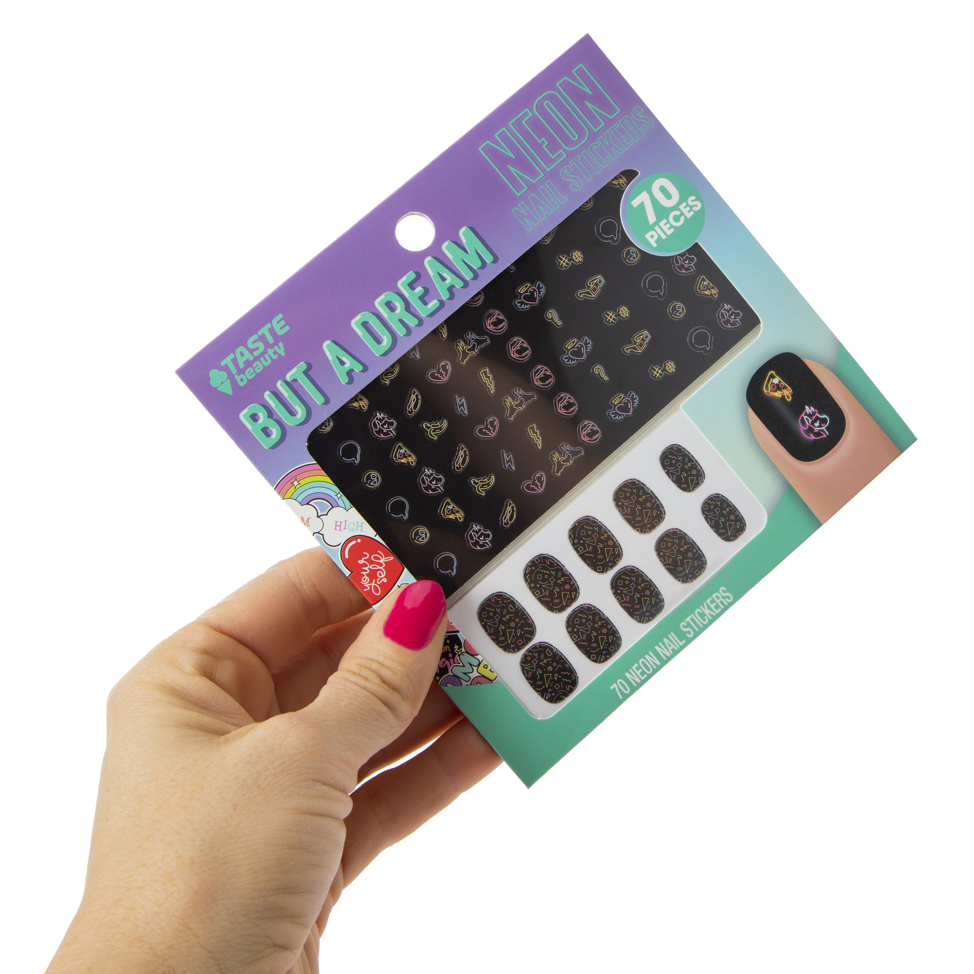 Black & Neon Nail Stickers 70-Piece