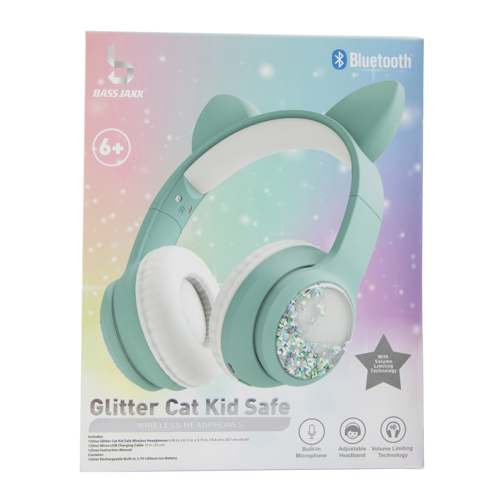 Glitter Cat Liquid Kid-Safe Bluetooth® Headphones With Mic