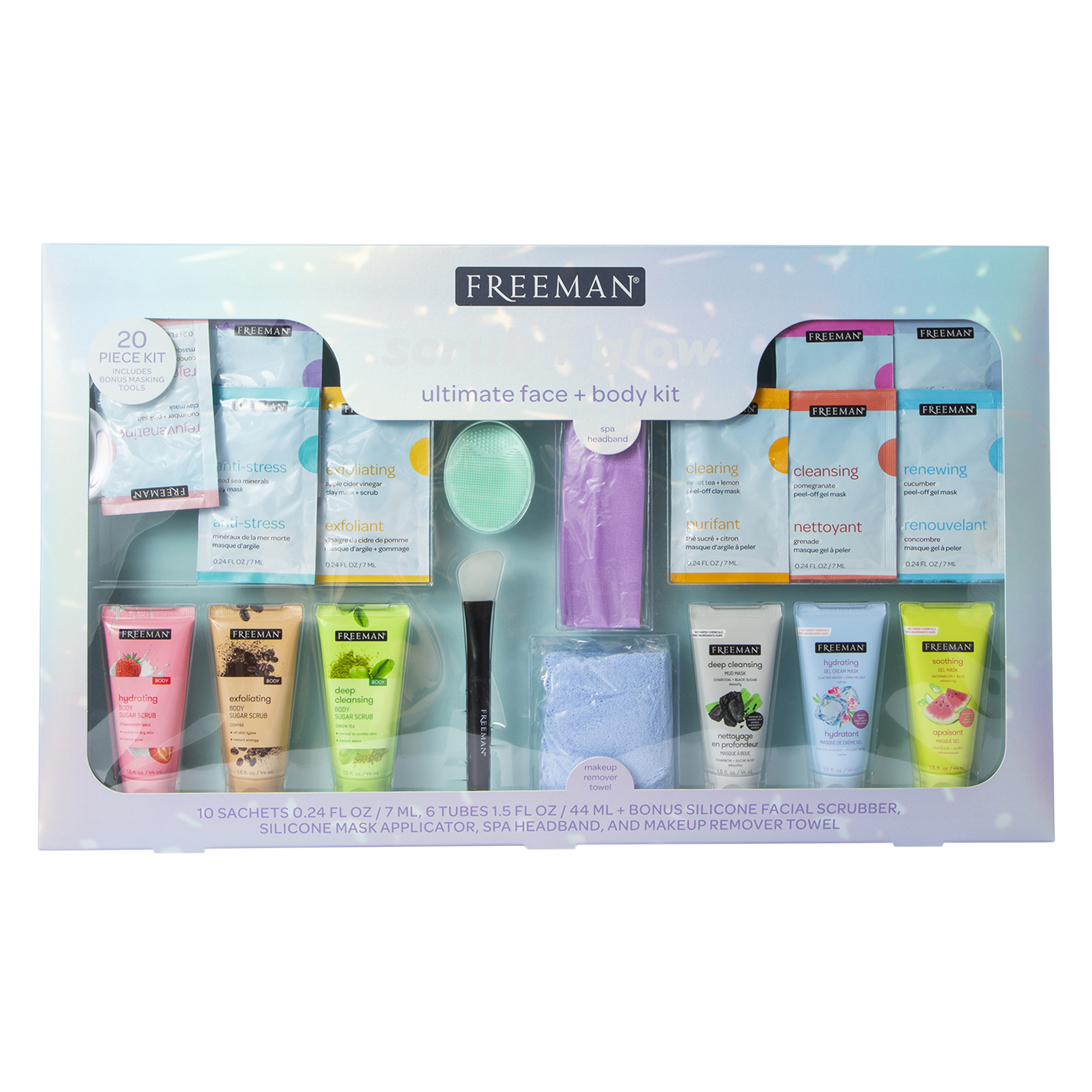 Freeman® Scrub + Glow Ultimate Face + Body Kit 20-Piece