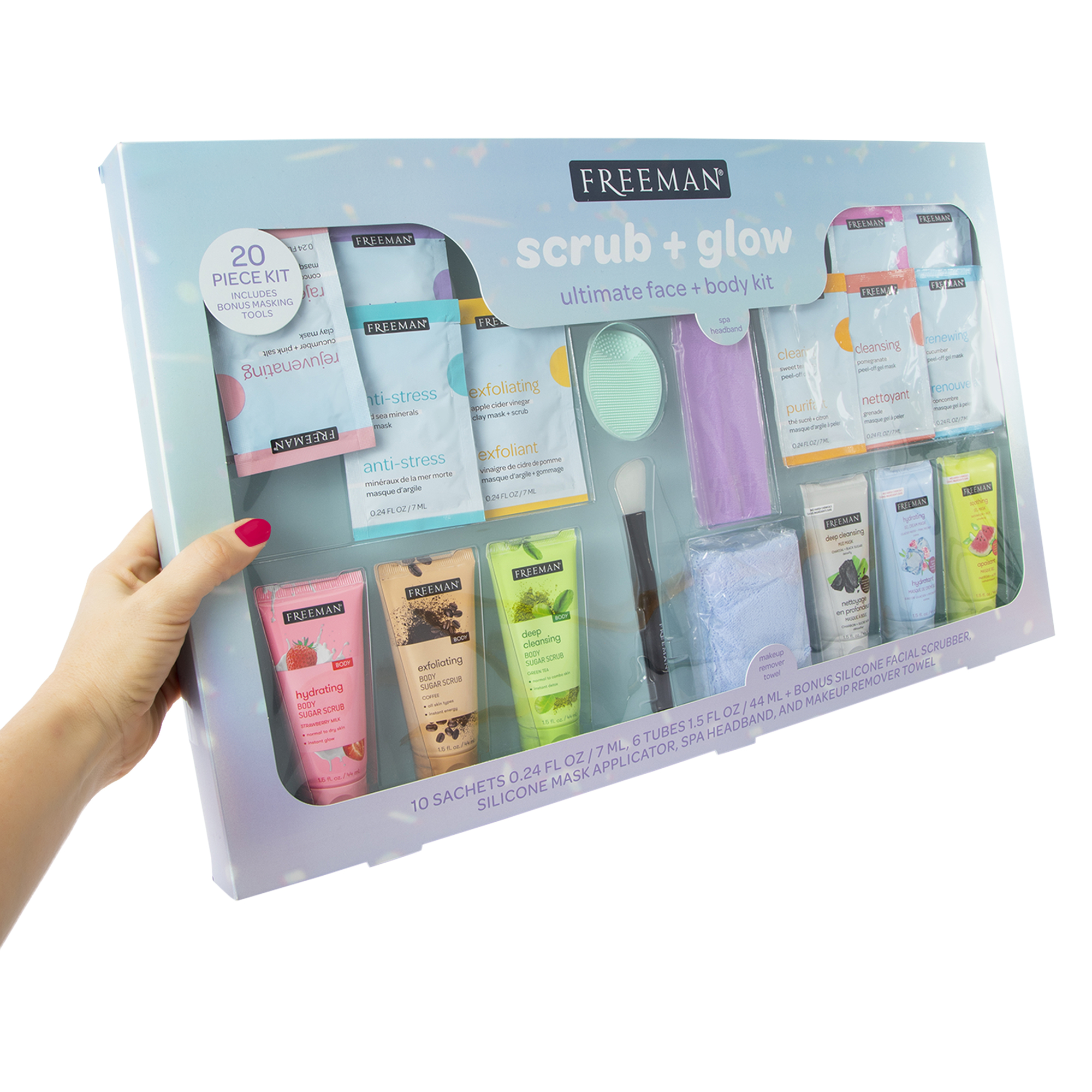 Freeman® Scrub + Glow Ultimate Face + Body Kit 20-Piece