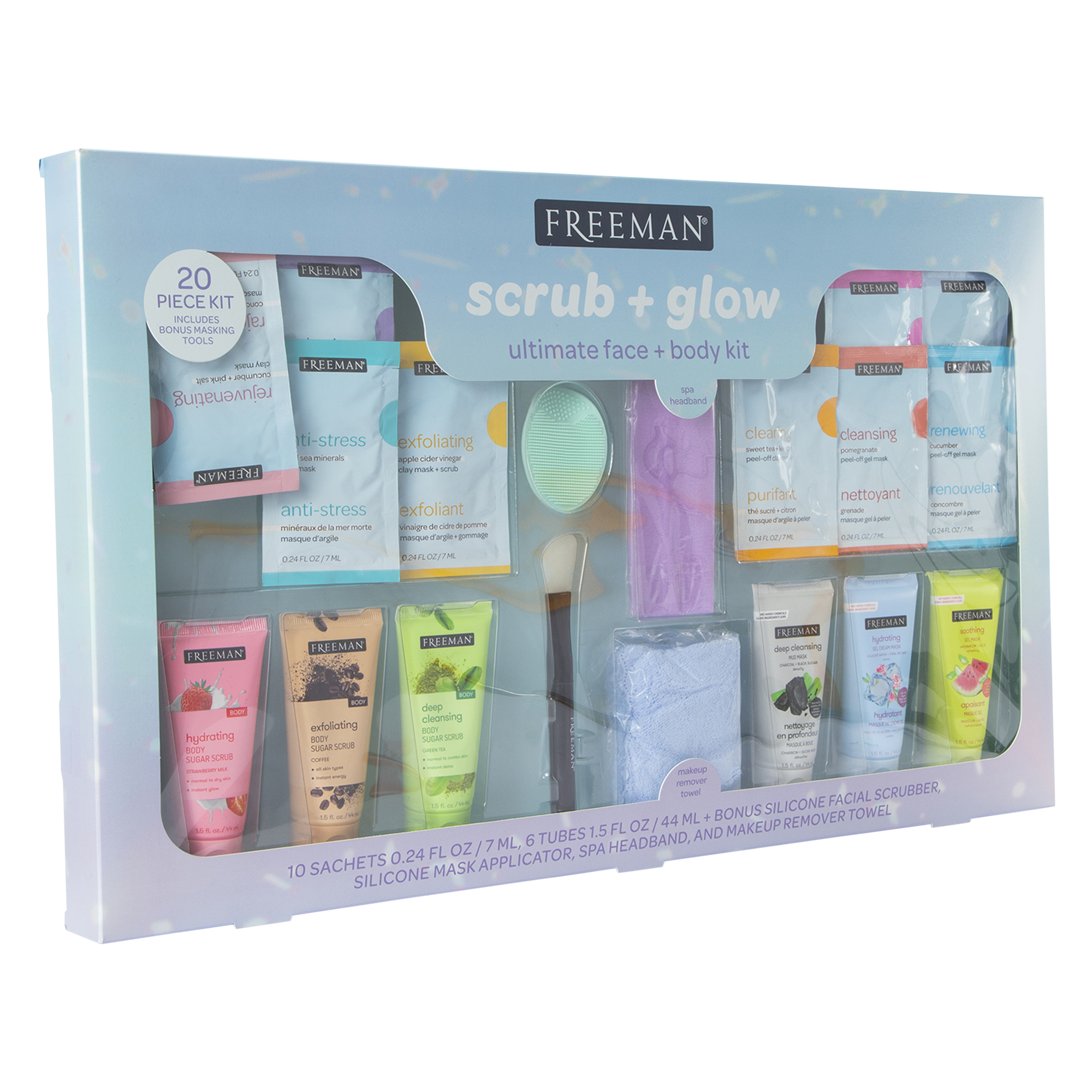Freeman® Scrub + Glow Ultimate Face + Body Kit 20-Piece