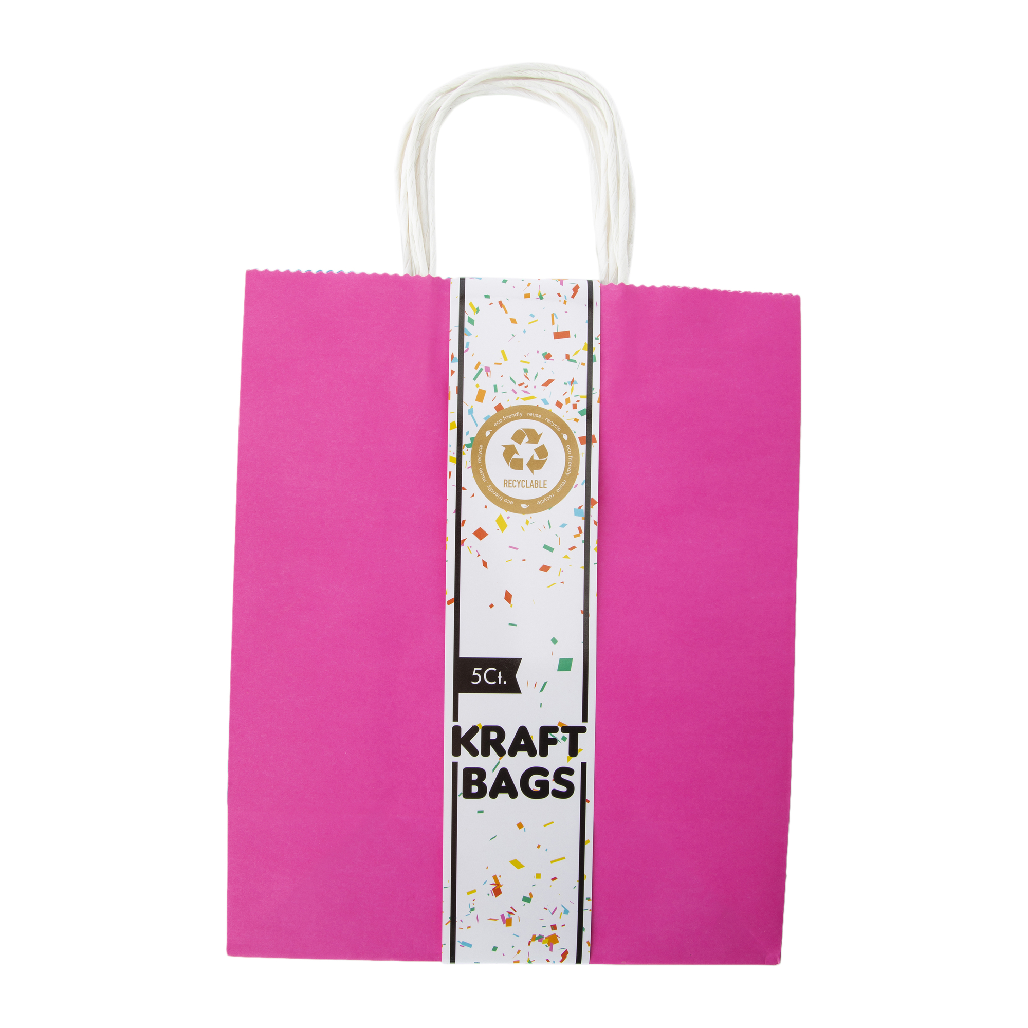 Large Neon Kraft Gift Bags 5-Pack 12.75in x 10.45in
