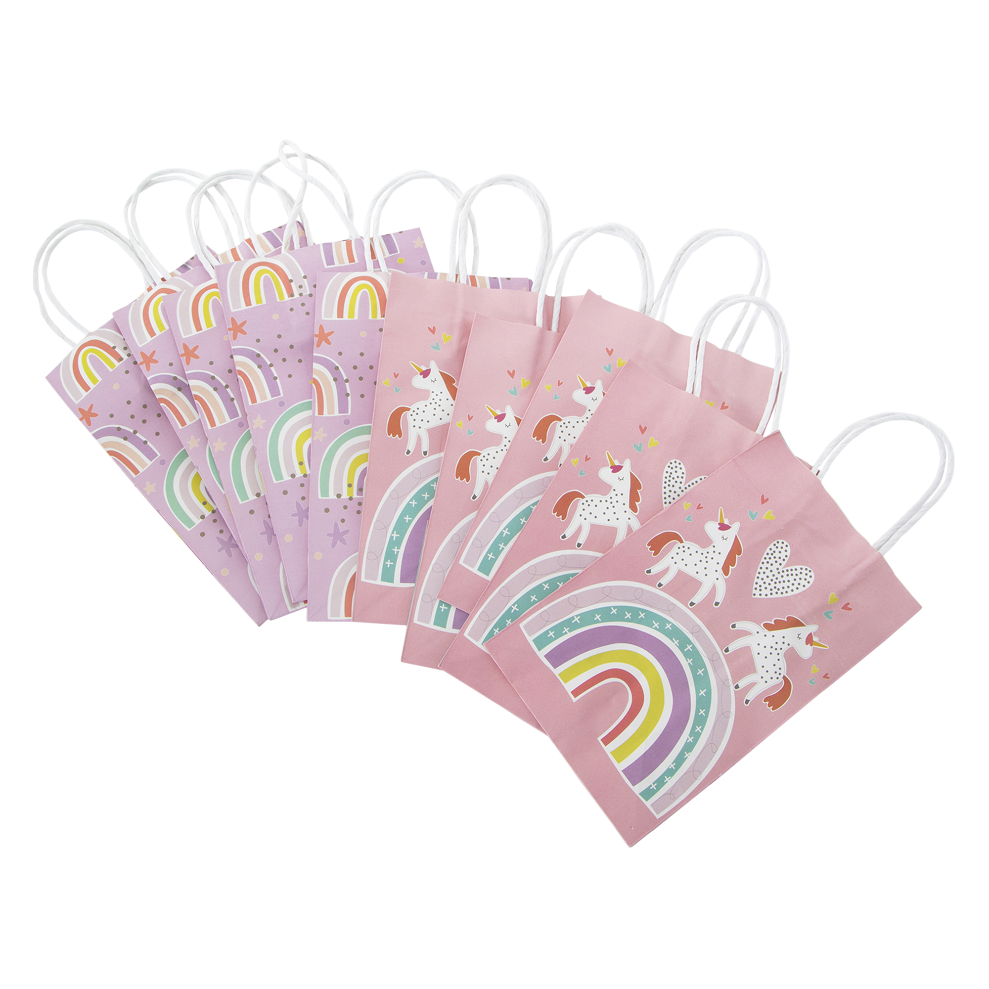 Small Printed Kraft Bags 8.4in x 5.2in 10-Count - Rainbow
