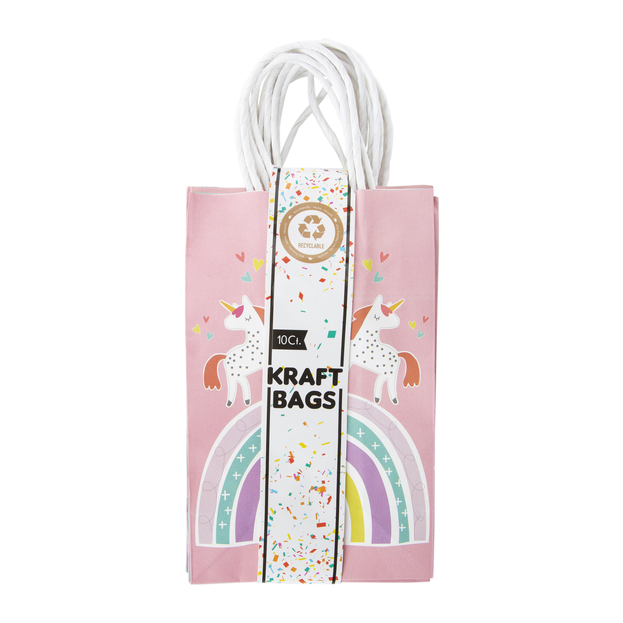 Small Printed Kraft Bags 8.4in x 5.2in 10-Count - Rainbow