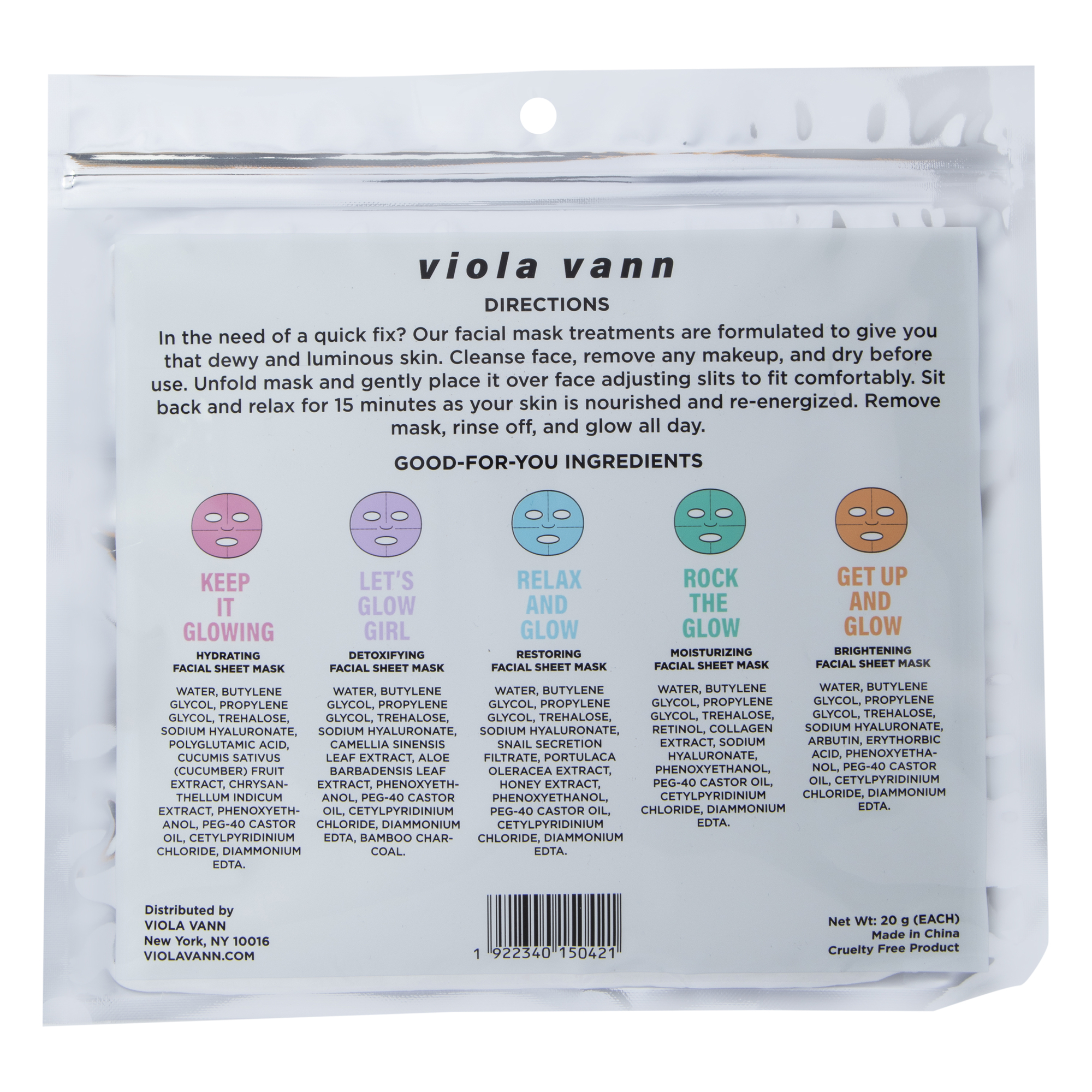Viola Vann Face Masks 5-Pack - Fun