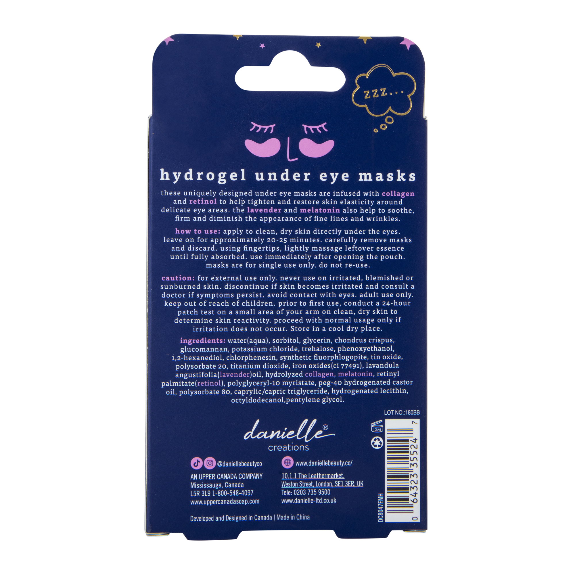 Danielle Creations® Beauty x Sleep Melatonin Hydrogel Under Eye Masks 5-Pairs