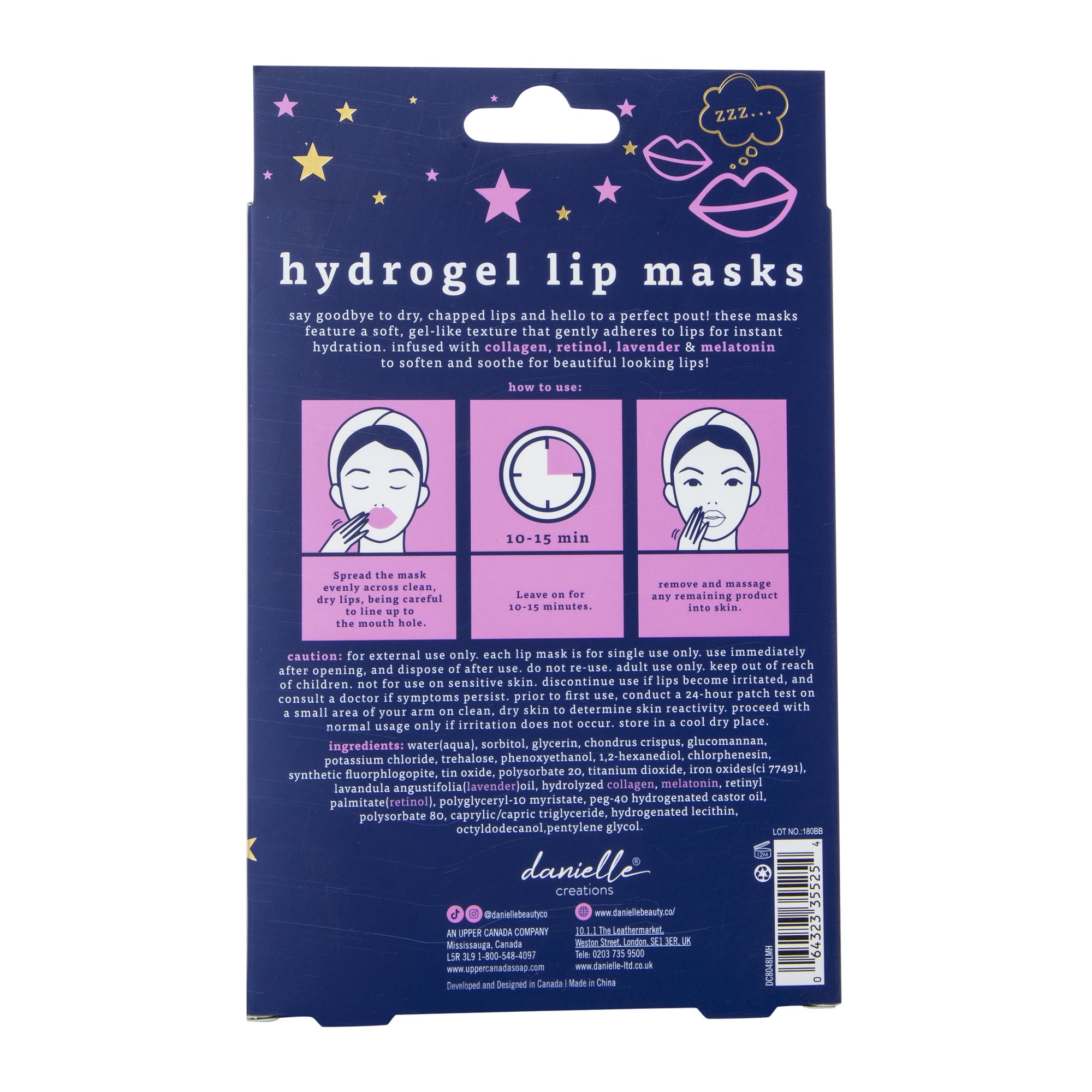 Danielle Creations® Beauty x Sleep Melatonin Hydrogel Lip Masks 5-Piece