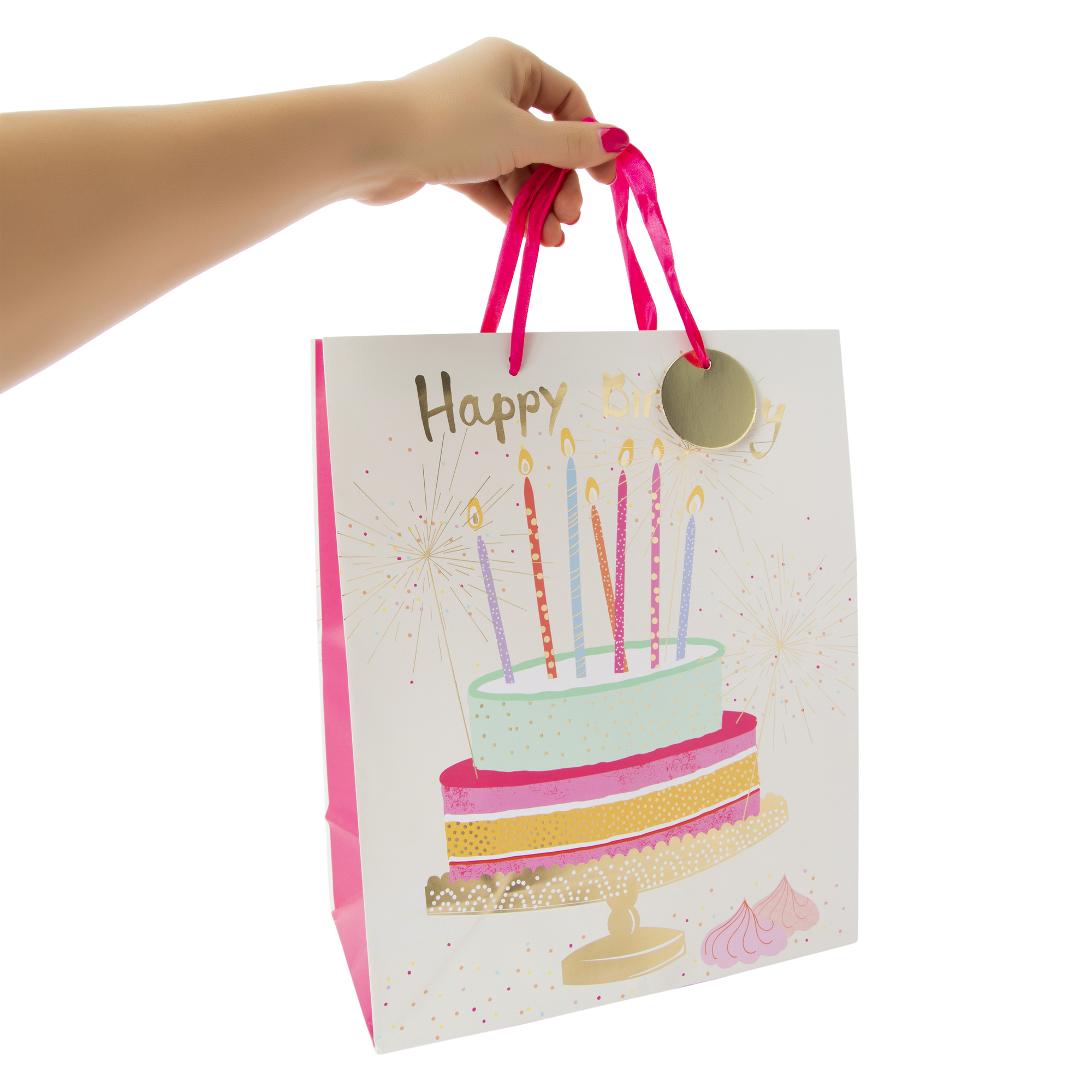 Large Gift Bag 12.5in x 10.38in - Cake With Sparklers