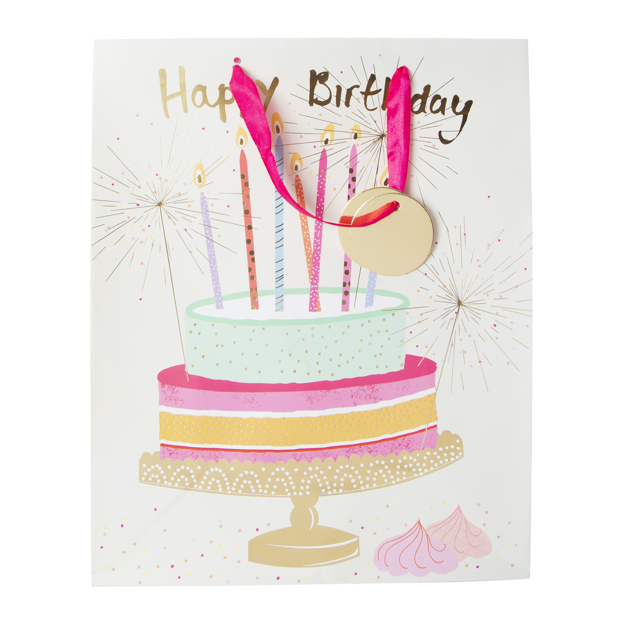 Large Gift Bag 12.5in x 10.38in - Cake With Sparklers