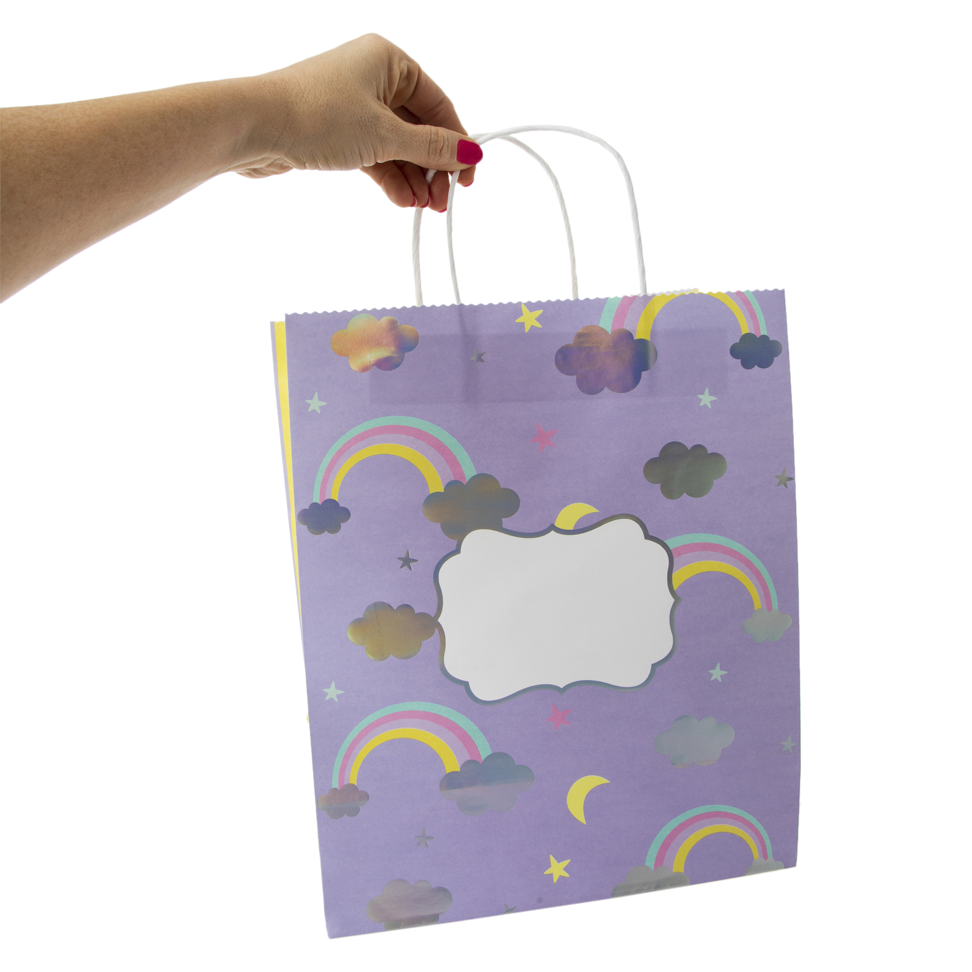 Large Printed Kraft Bags 13in x 10in 5-Count - Unicorn