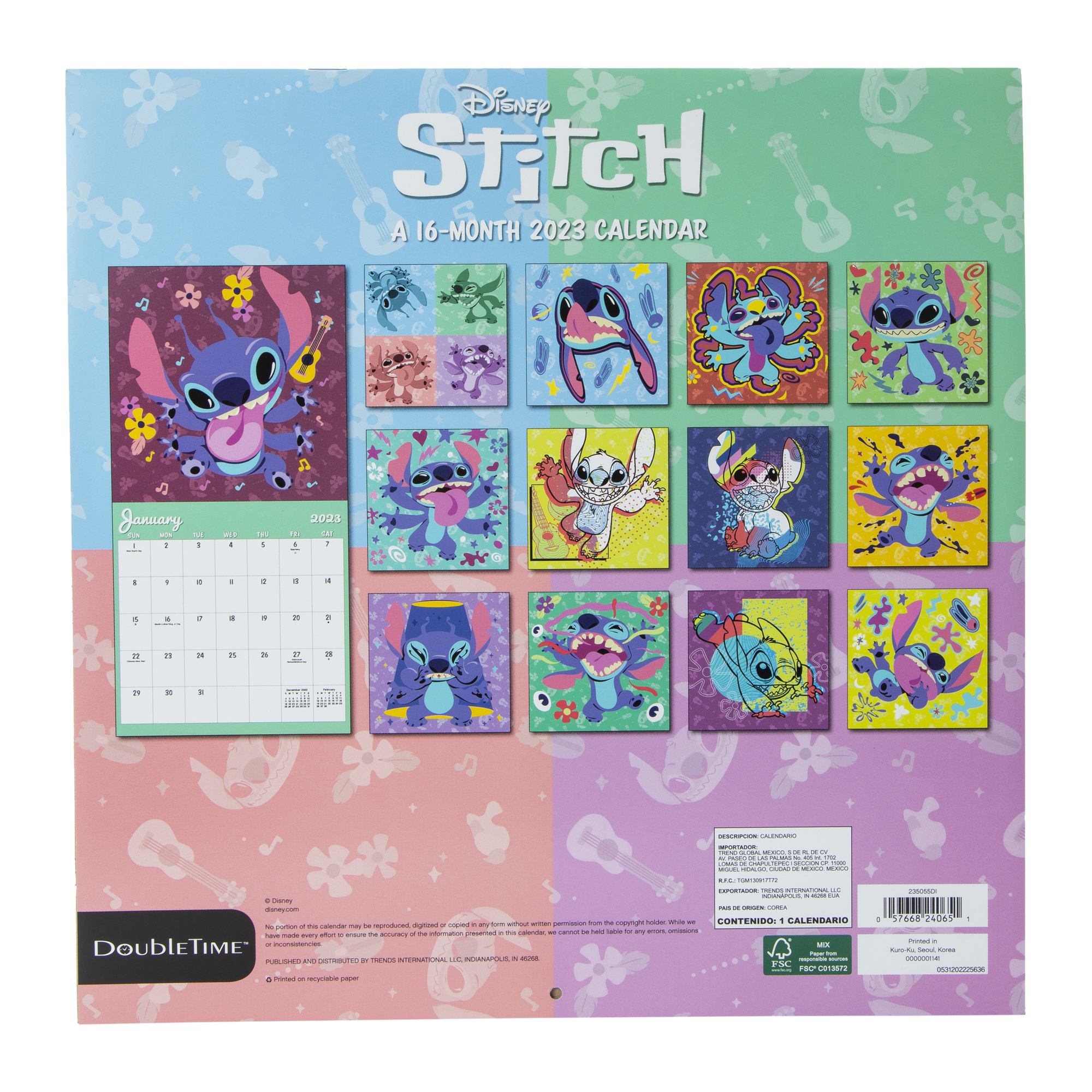 Disney Stitch 16-Month 2023 Wall Calendar