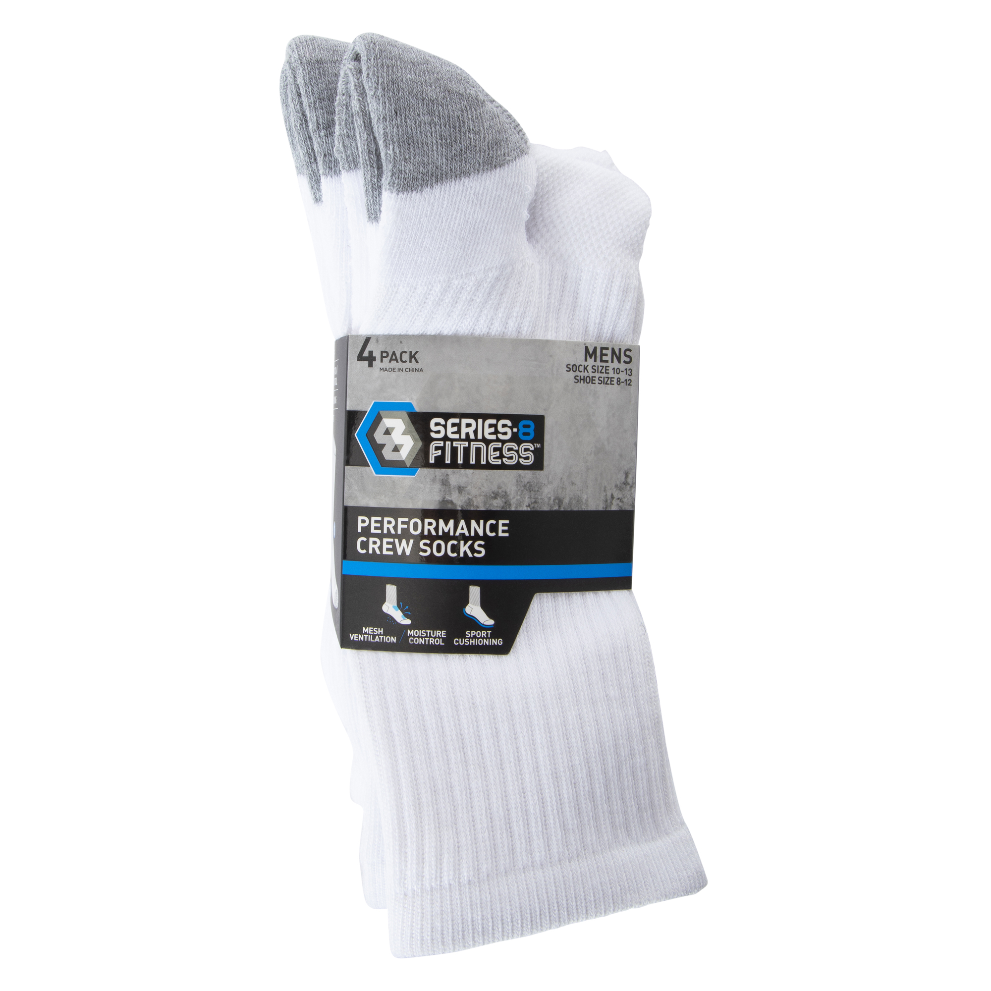 Series-8 Fitness™ Mens Performance Crew Socks 4-Pack
