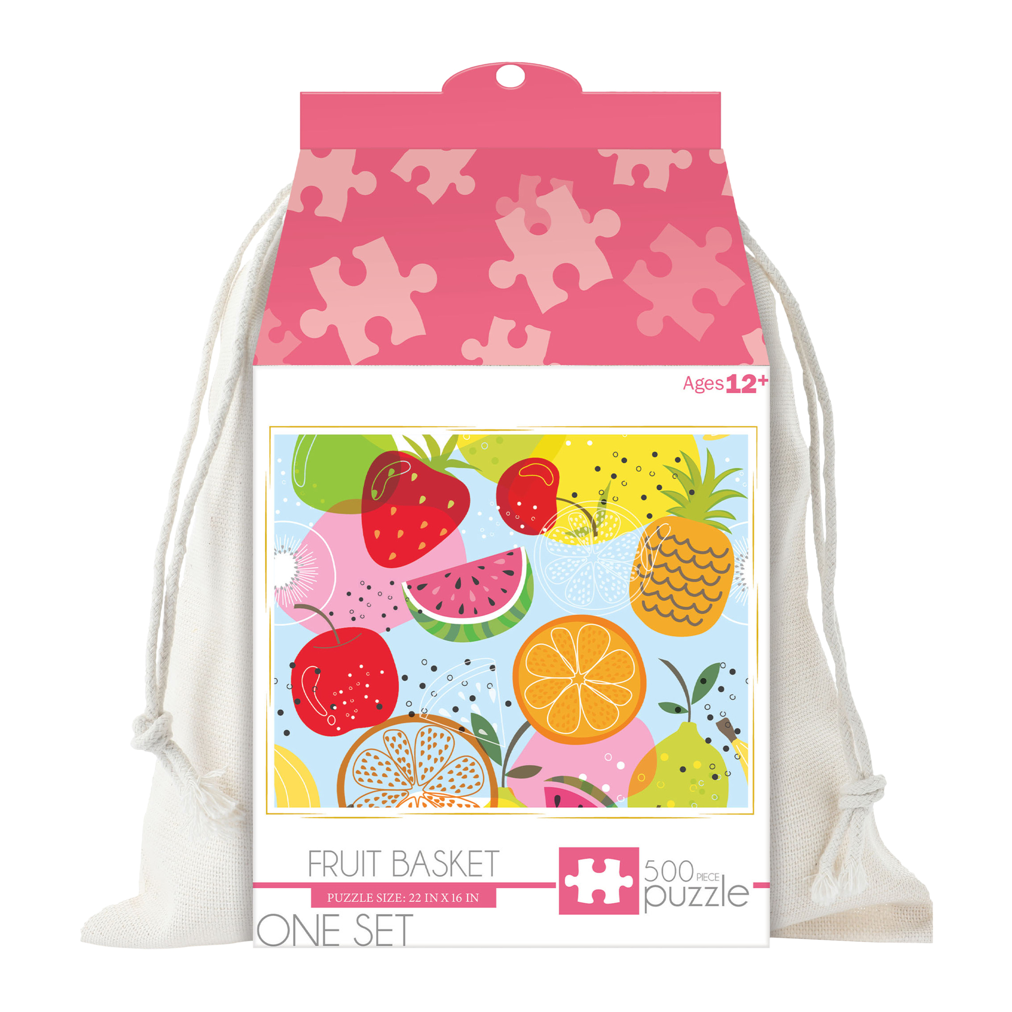 500-Piece Puzzle Drawstring Bag - Fruit Basket