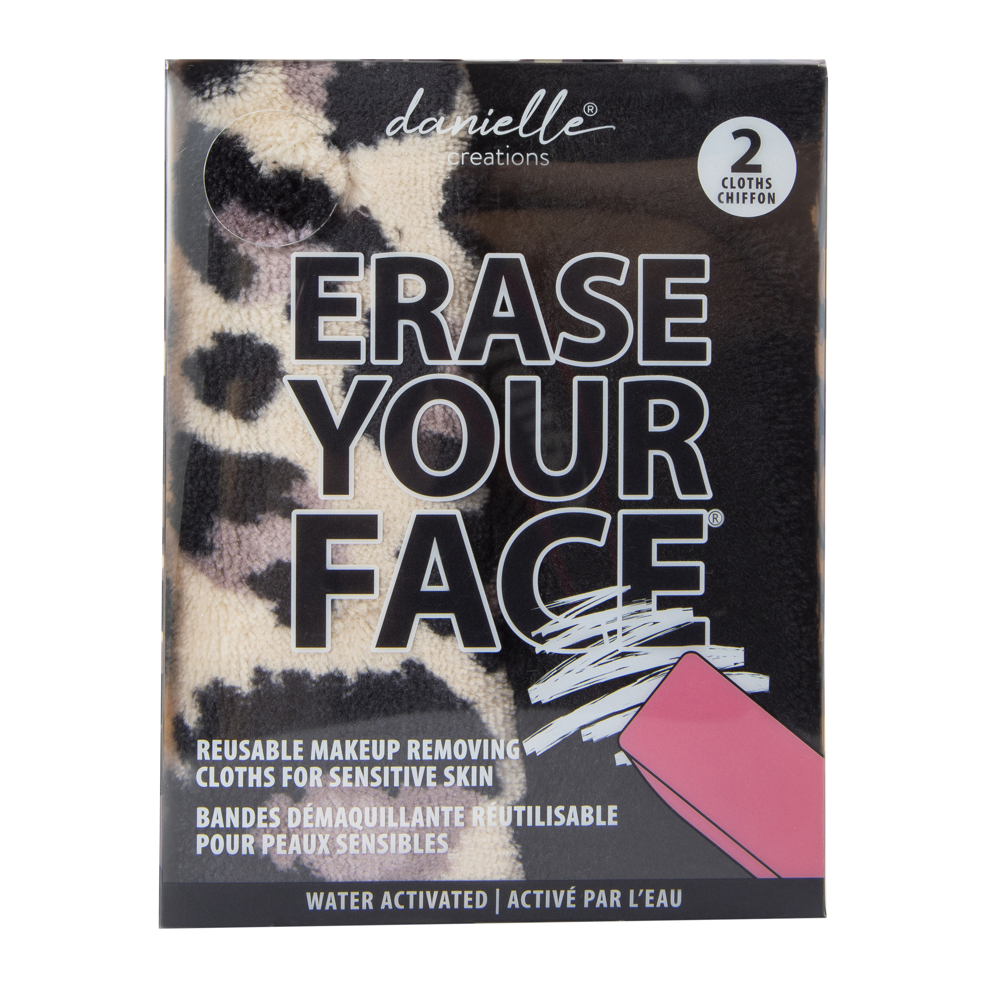 Erase Your Face® Reusable Makeup Removing Cloths 2-Pack - Leopard & Black