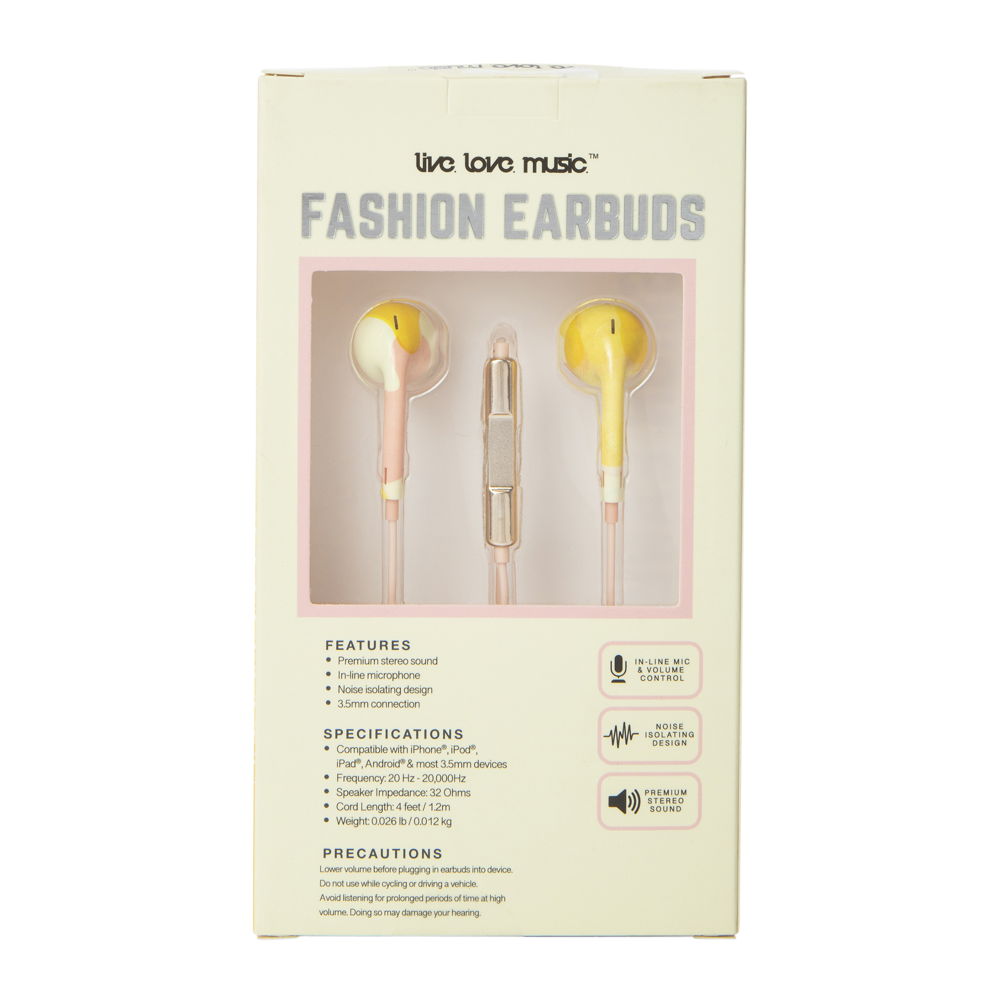 Noise-Isolating Wired Fashion Earbuds With Mic