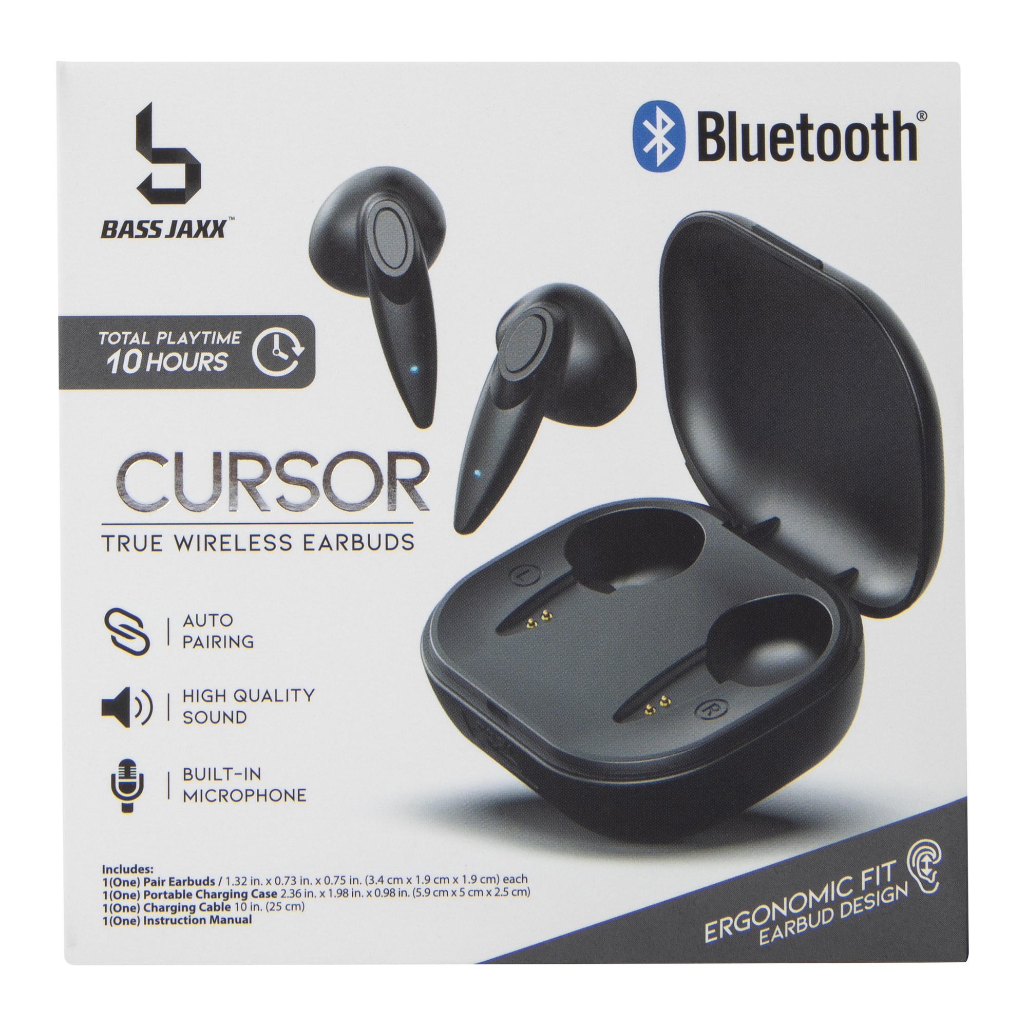 Ergonomic Bluetooth® Earbuds With Microphone & Charging Case
