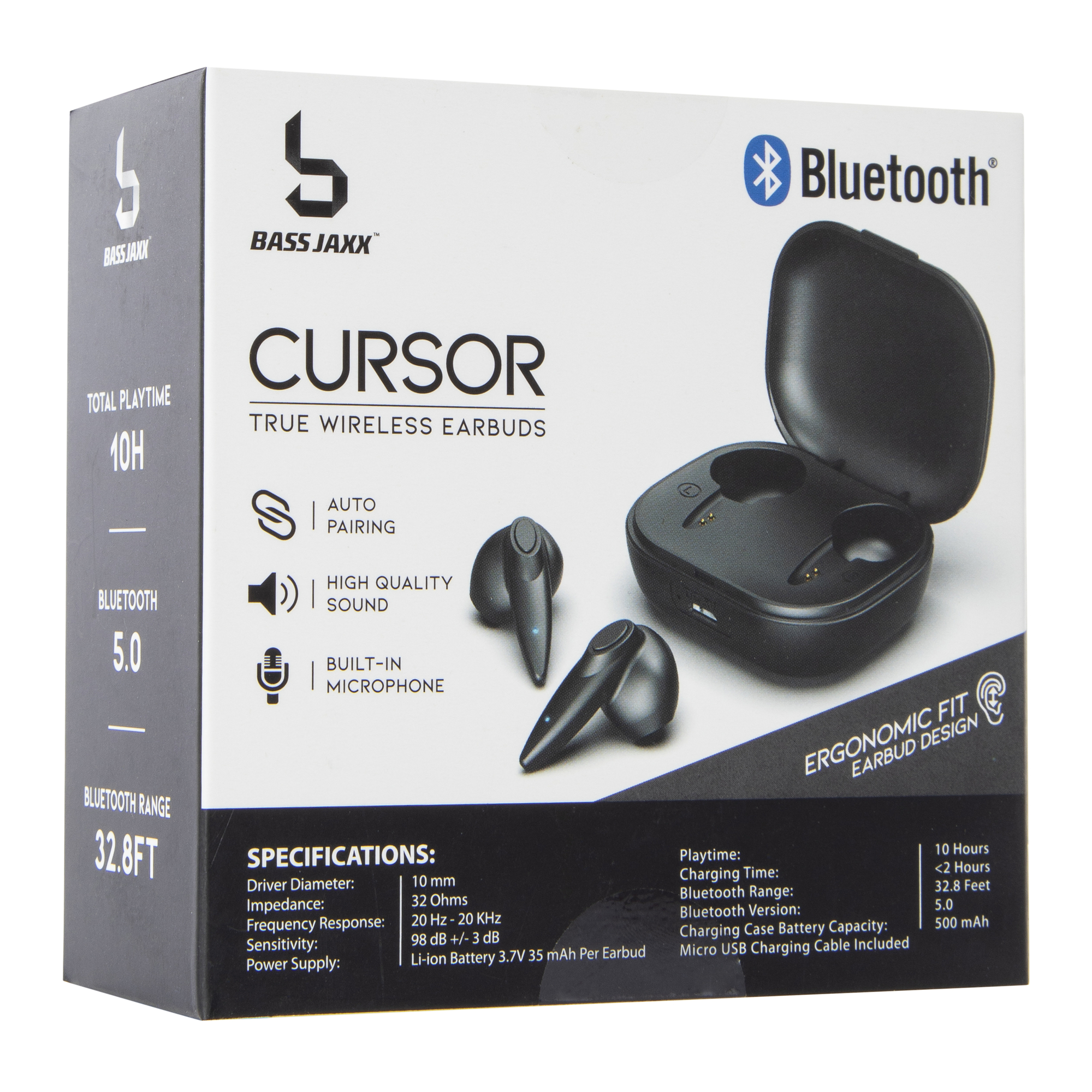 Ergonomic Bluetooth® Earbuds With Microphone & Charging Case