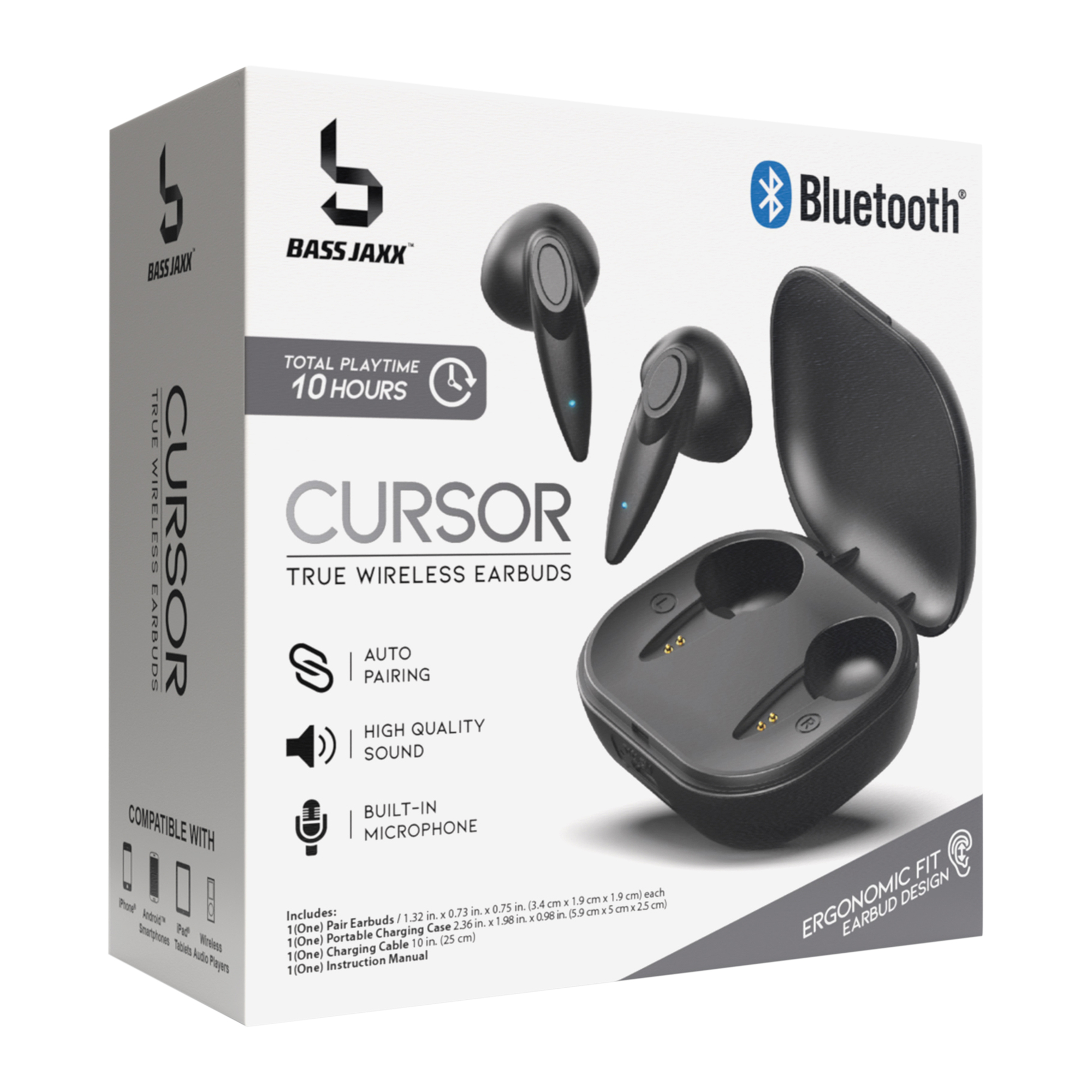 Ergonomic Bluetooth® Earbuds With Microphone & Charging Case