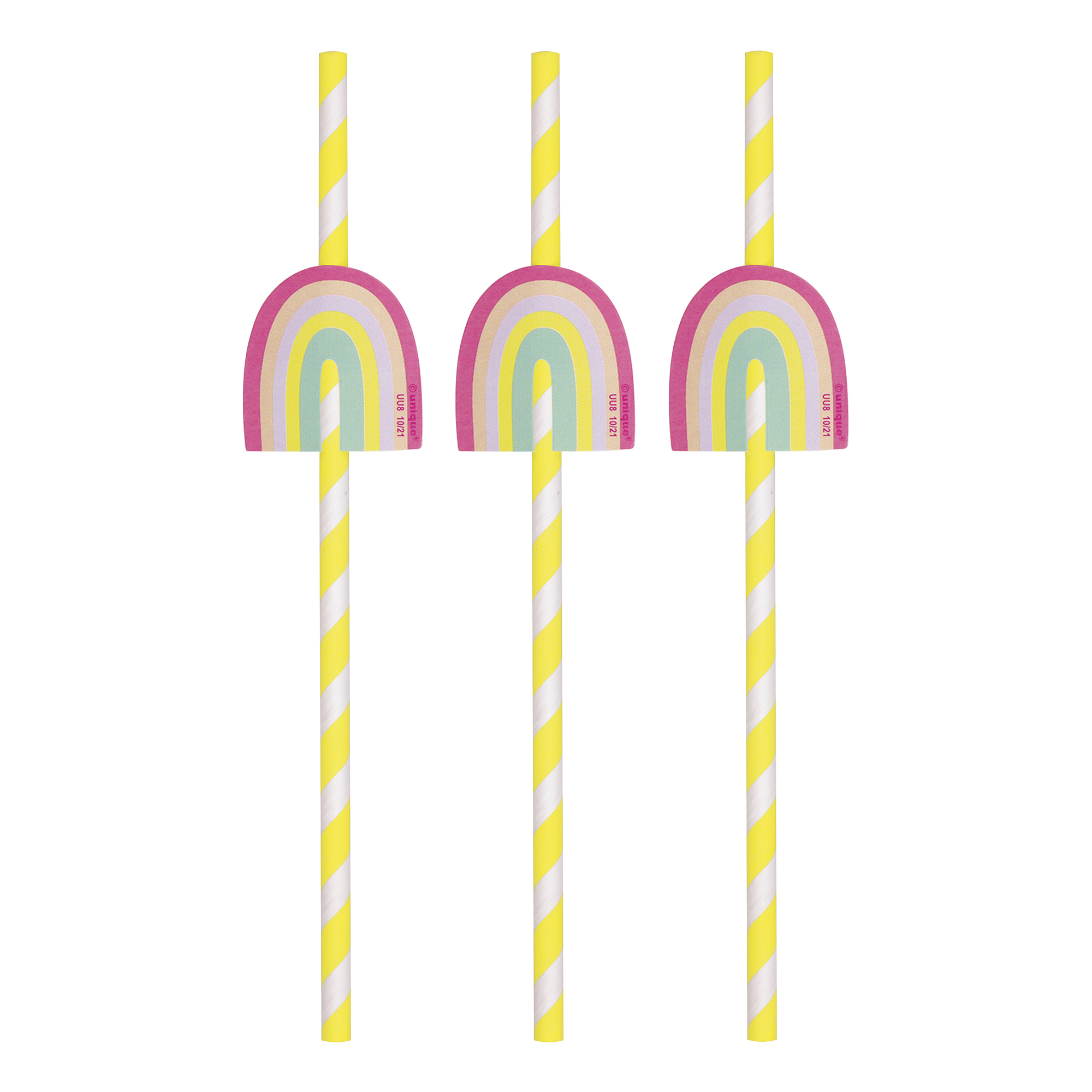 Pastel Rainbow Paper Straws 6-Count