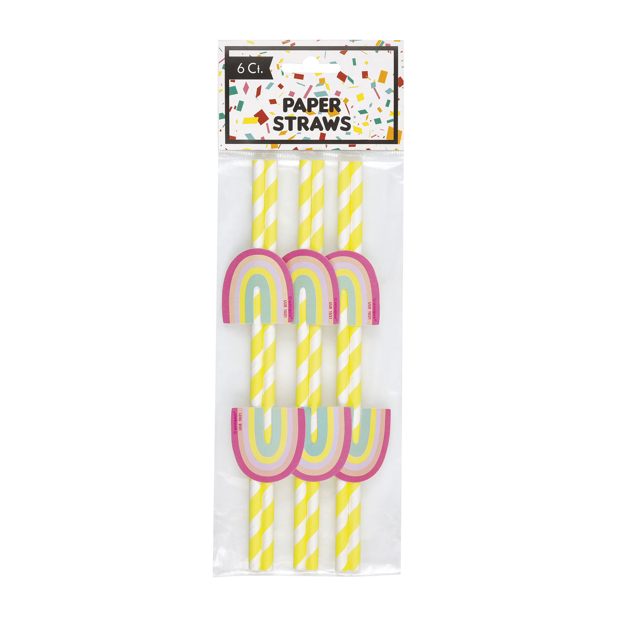 Pastel Rainbow Paper Straws 6-Count