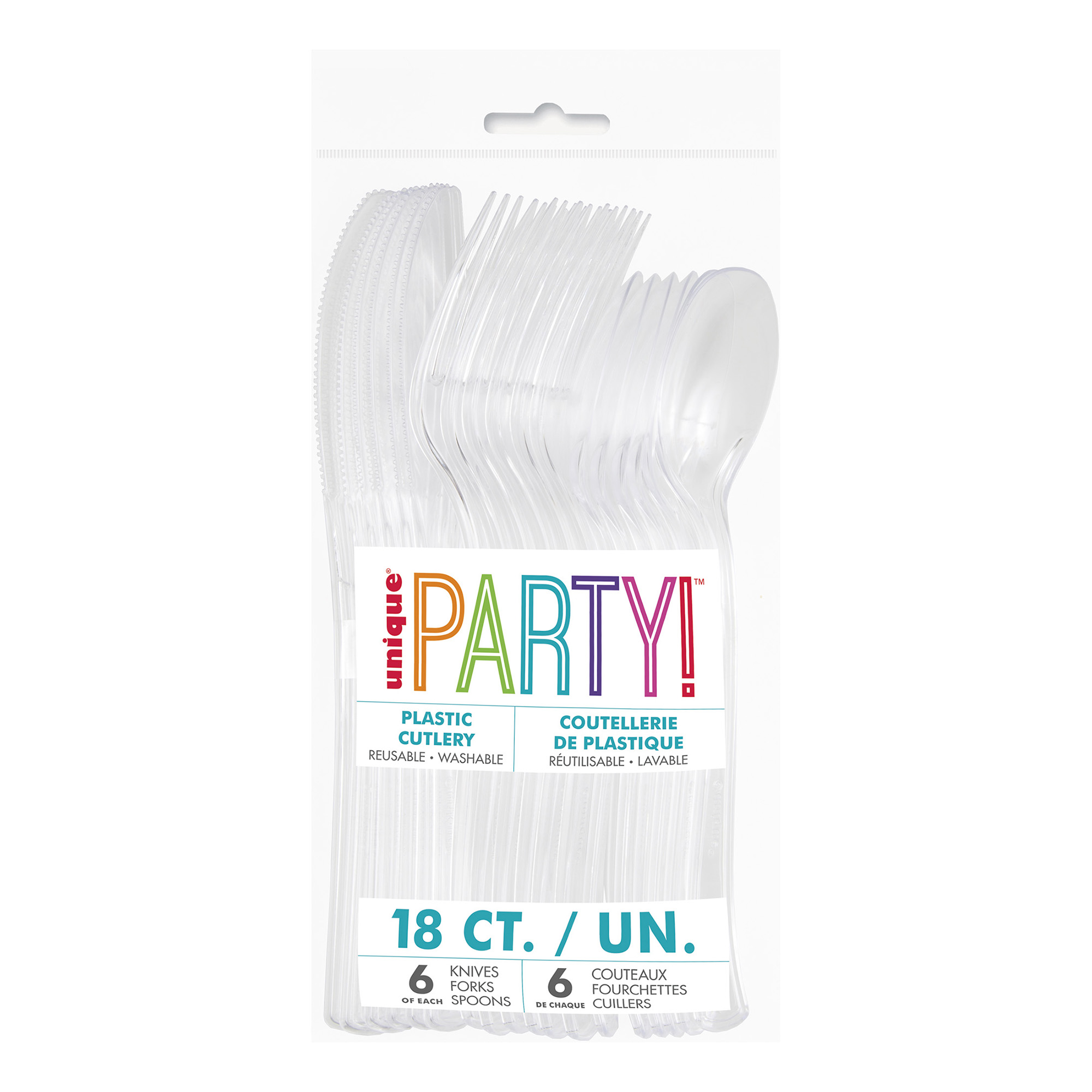 Clear Plastic Cutlery 18-Count Set