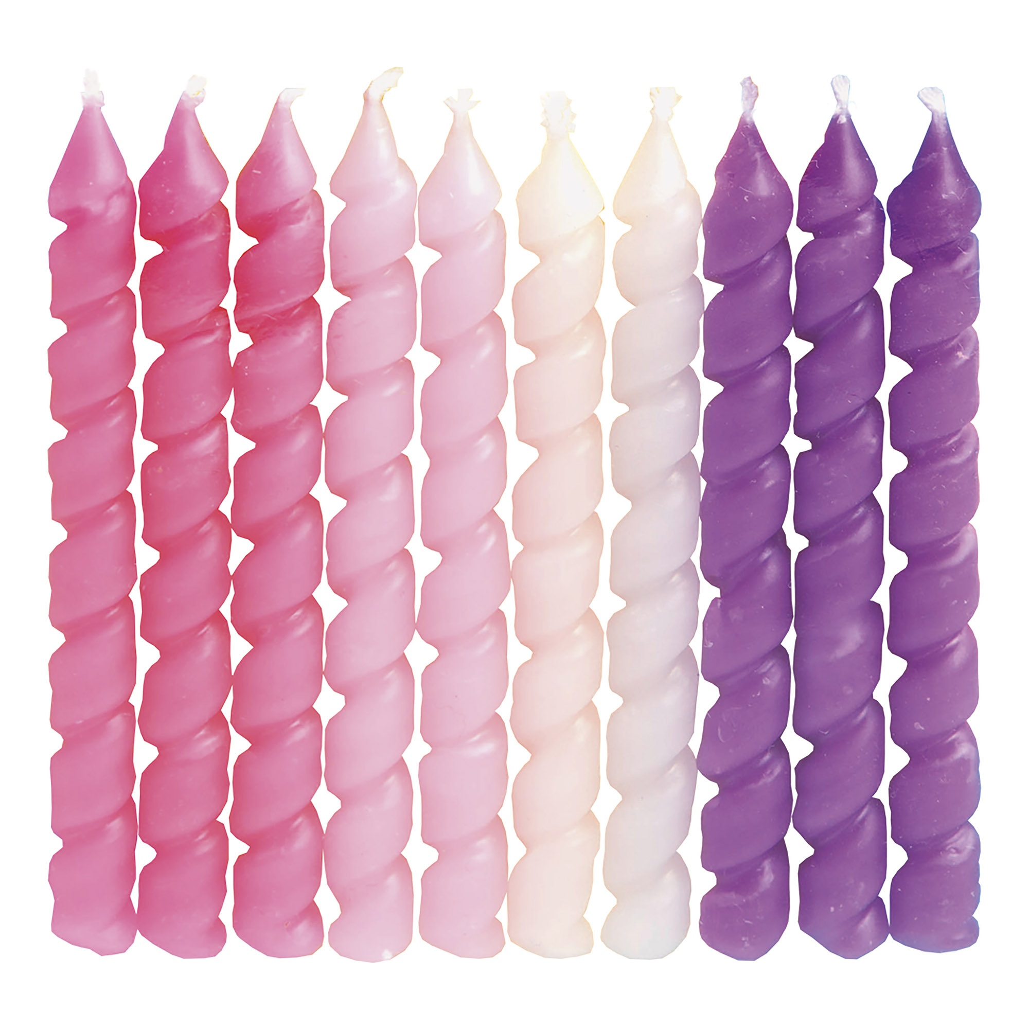 Spiral Birthday Candles 10-Count - Pink/Purple