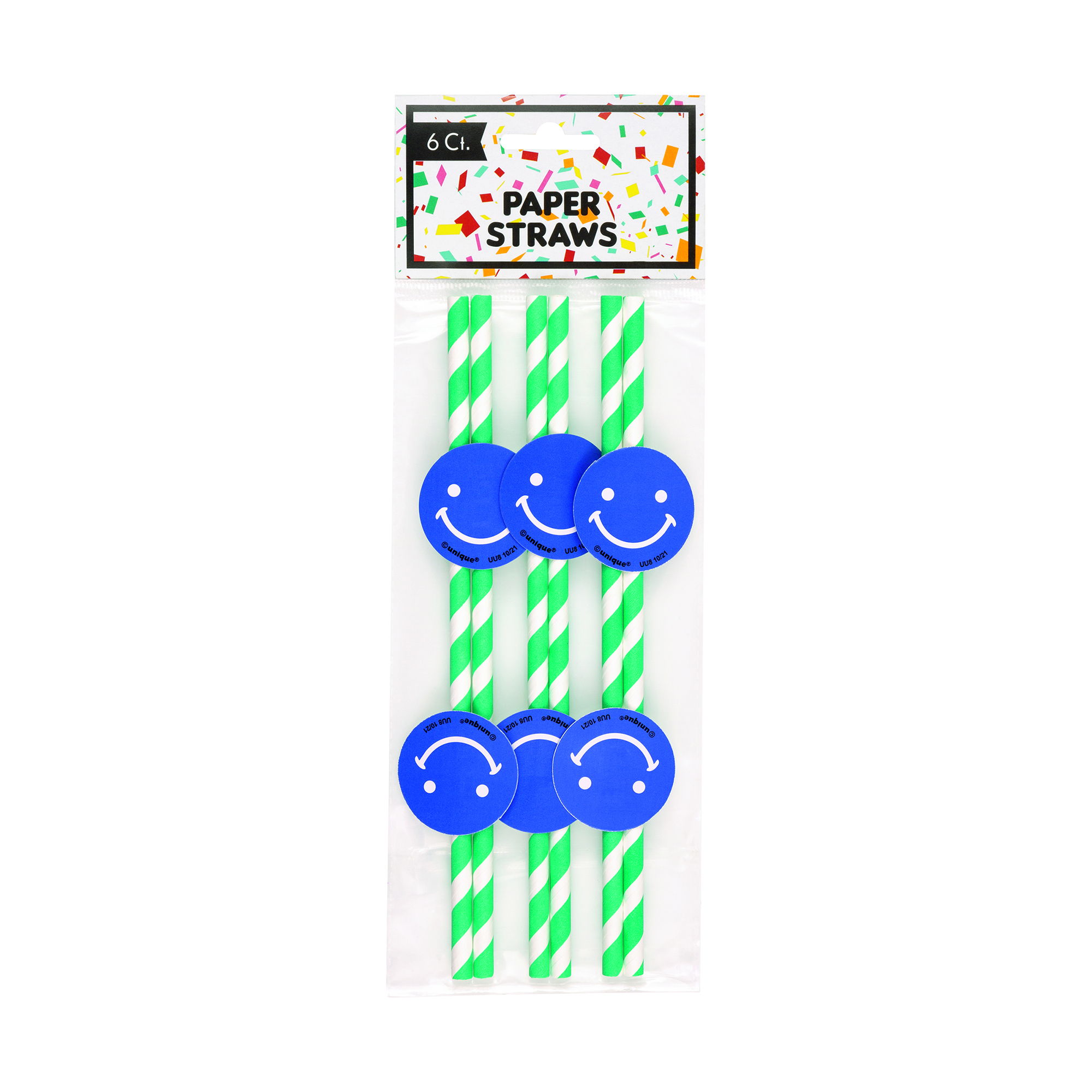 Happy Face Paper Straws 6-Count