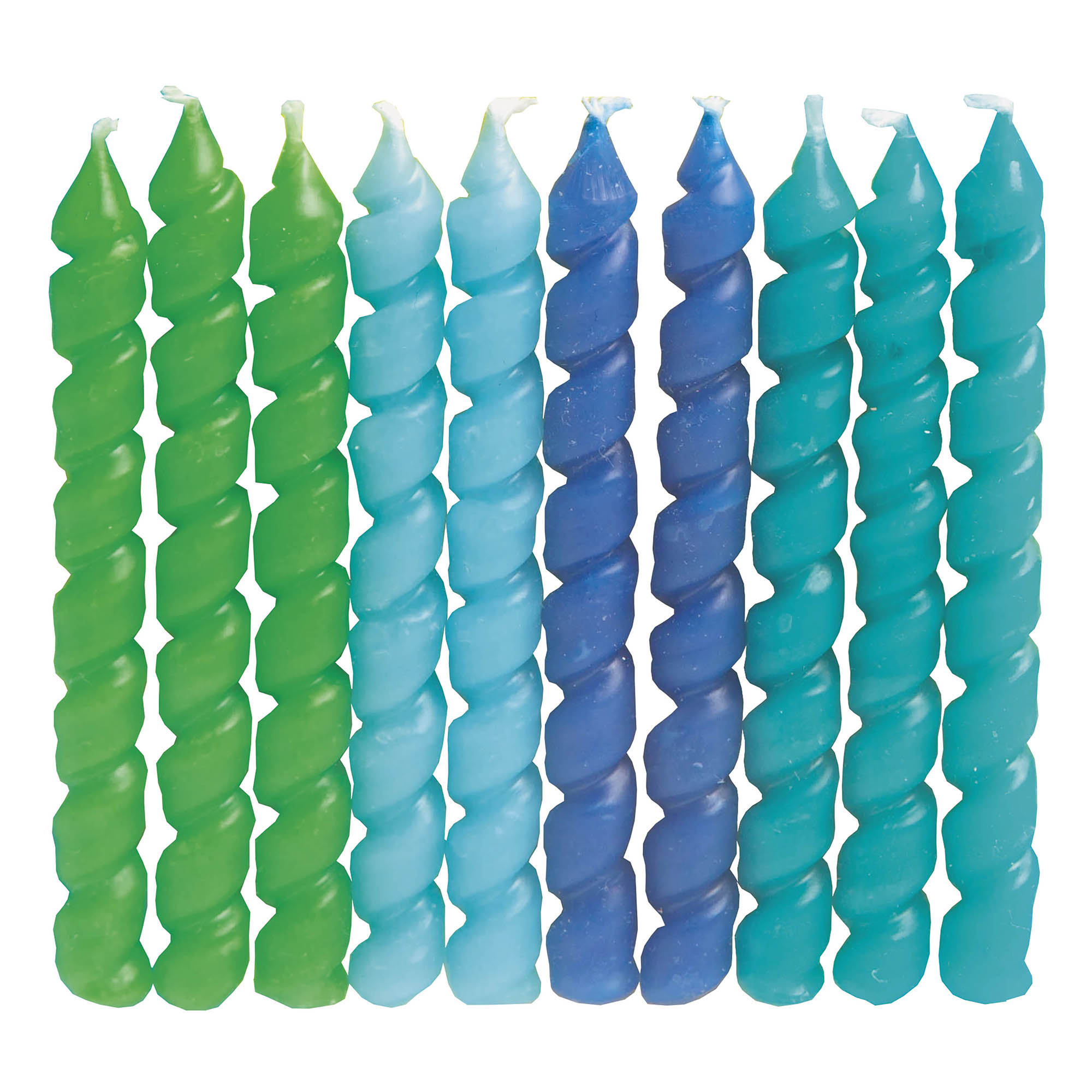 Spiral Birthday Candles 10-Count - Blue/Green