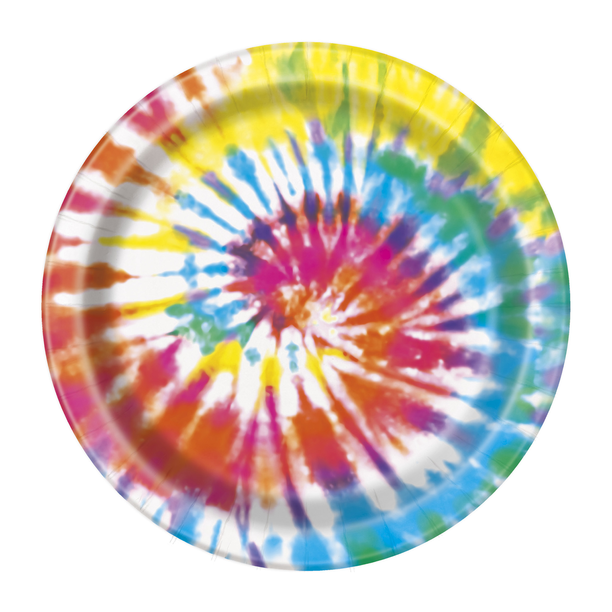 9in Tie Dye Paper Dinner Plates 8-Count
