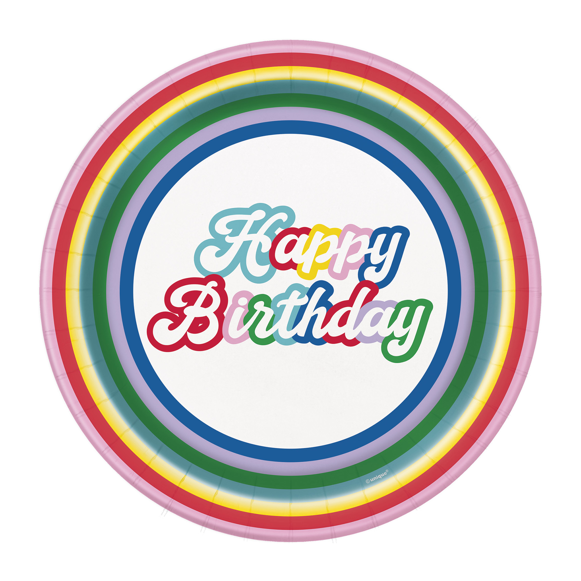 9in 'Happy Birthday' Rainbow Pop Paper Dinner Plates 8-Count