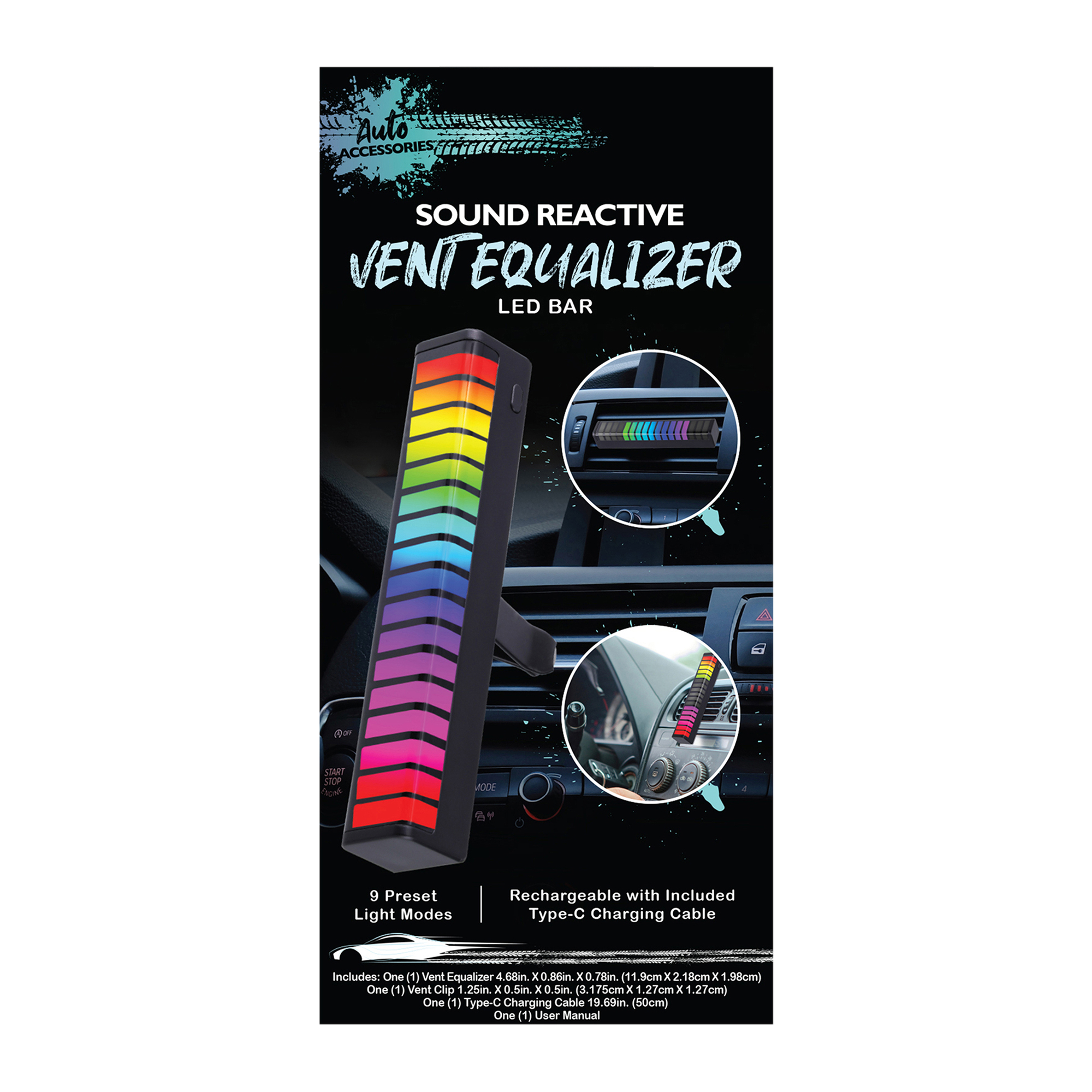 LED Sound Reactive Equalizer For Car Vent