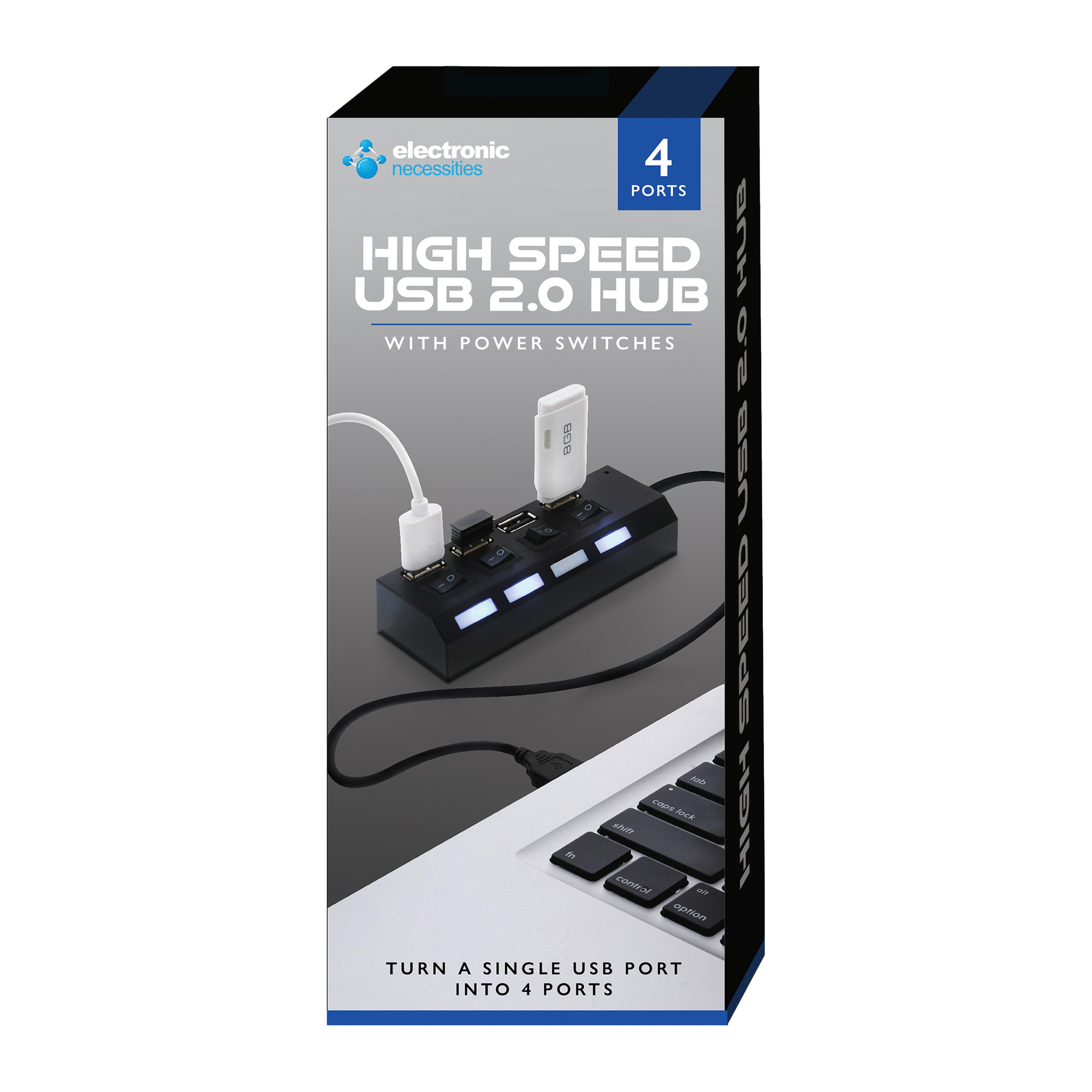 4-Port High Speed USB Charging Hub With Power Switches