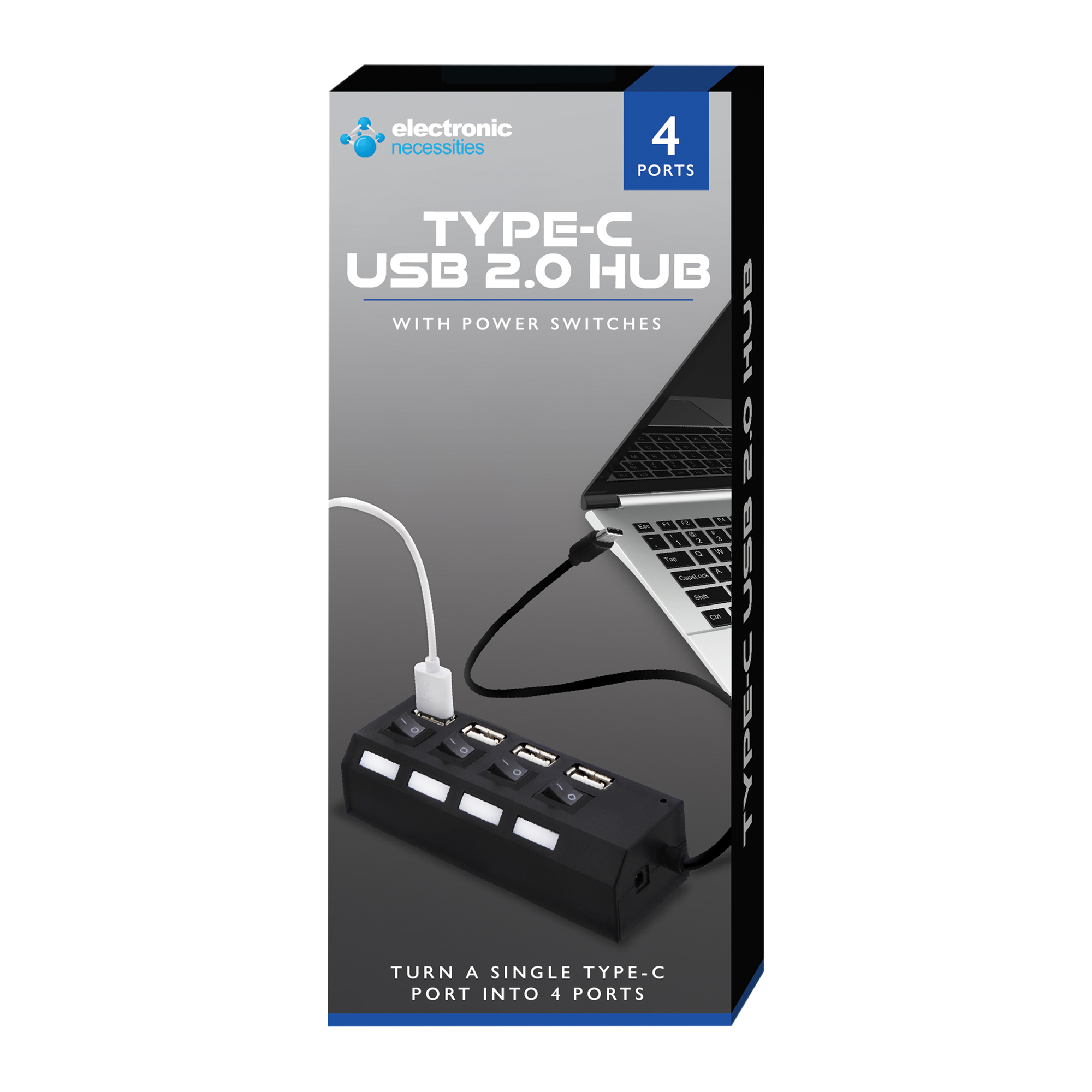 USB-C 2.0 4-Port Charging Hub With Power Switches