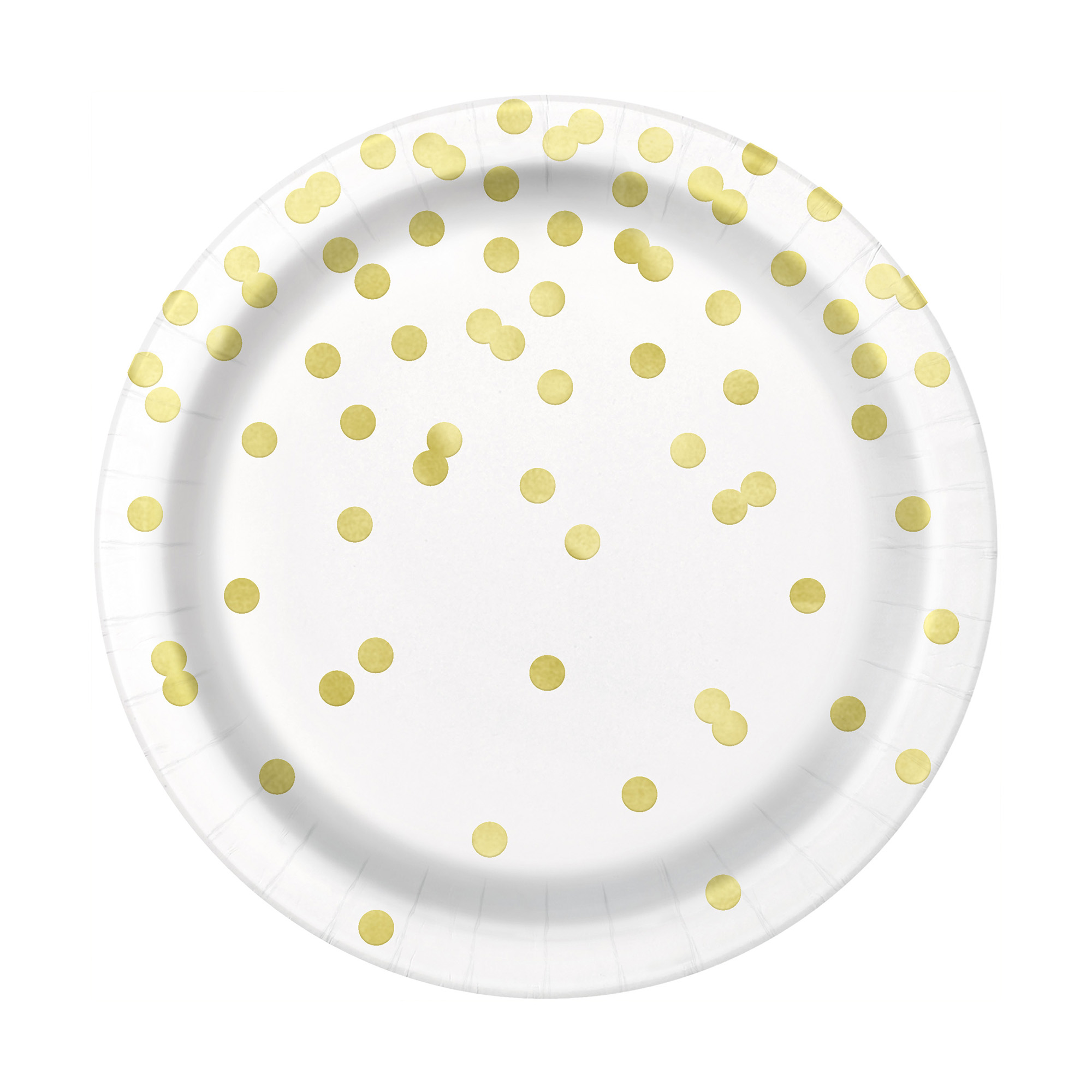 9in Gold Dot Paper Dinner Plates 8-Count